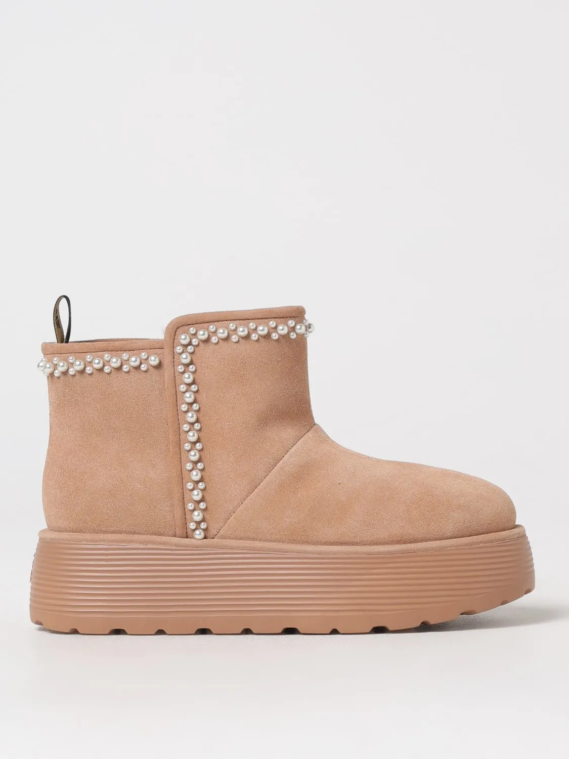 Stivaletto Stuart Weitzman in camoscio con perle applicate