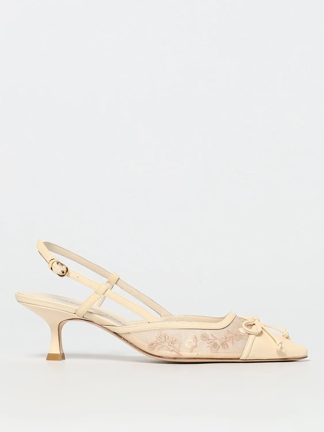 Slingback Kitty Stuart Weitzman in pelle e nylon a rete ricamato