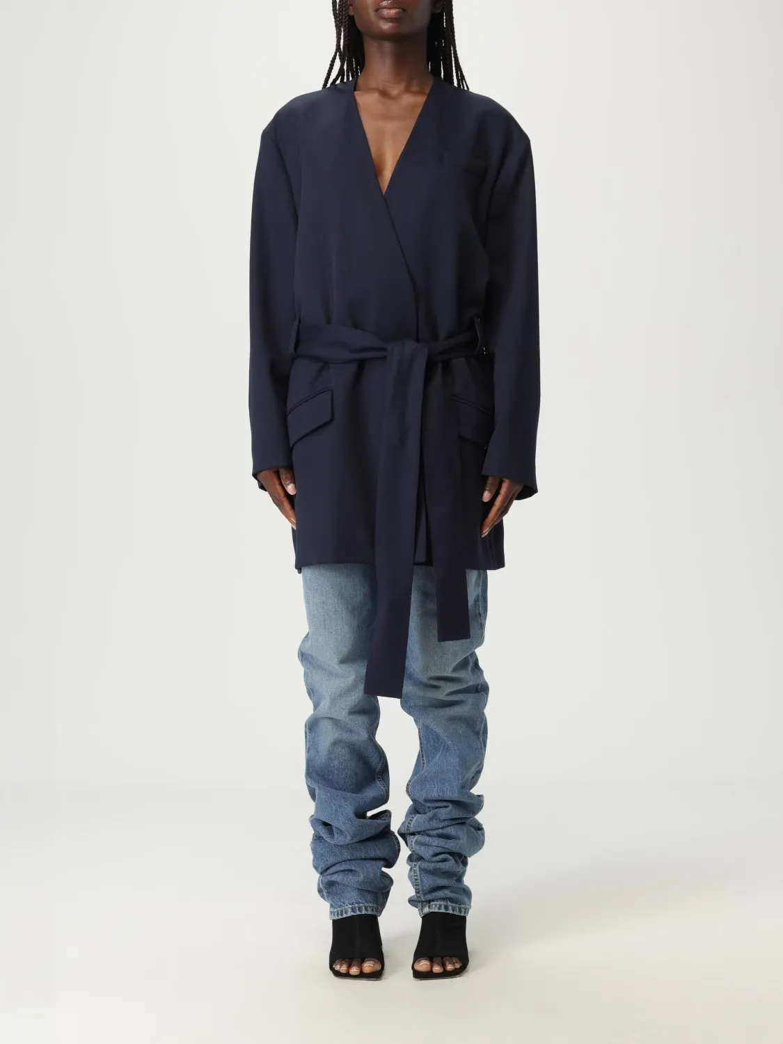 Cappotto in lana vergine a vestaglia The Attico