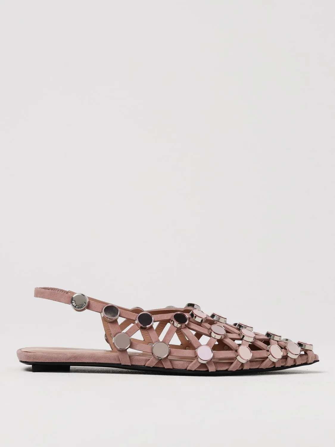 Ballerina Grid The Attico in camoscio traforato con borchie