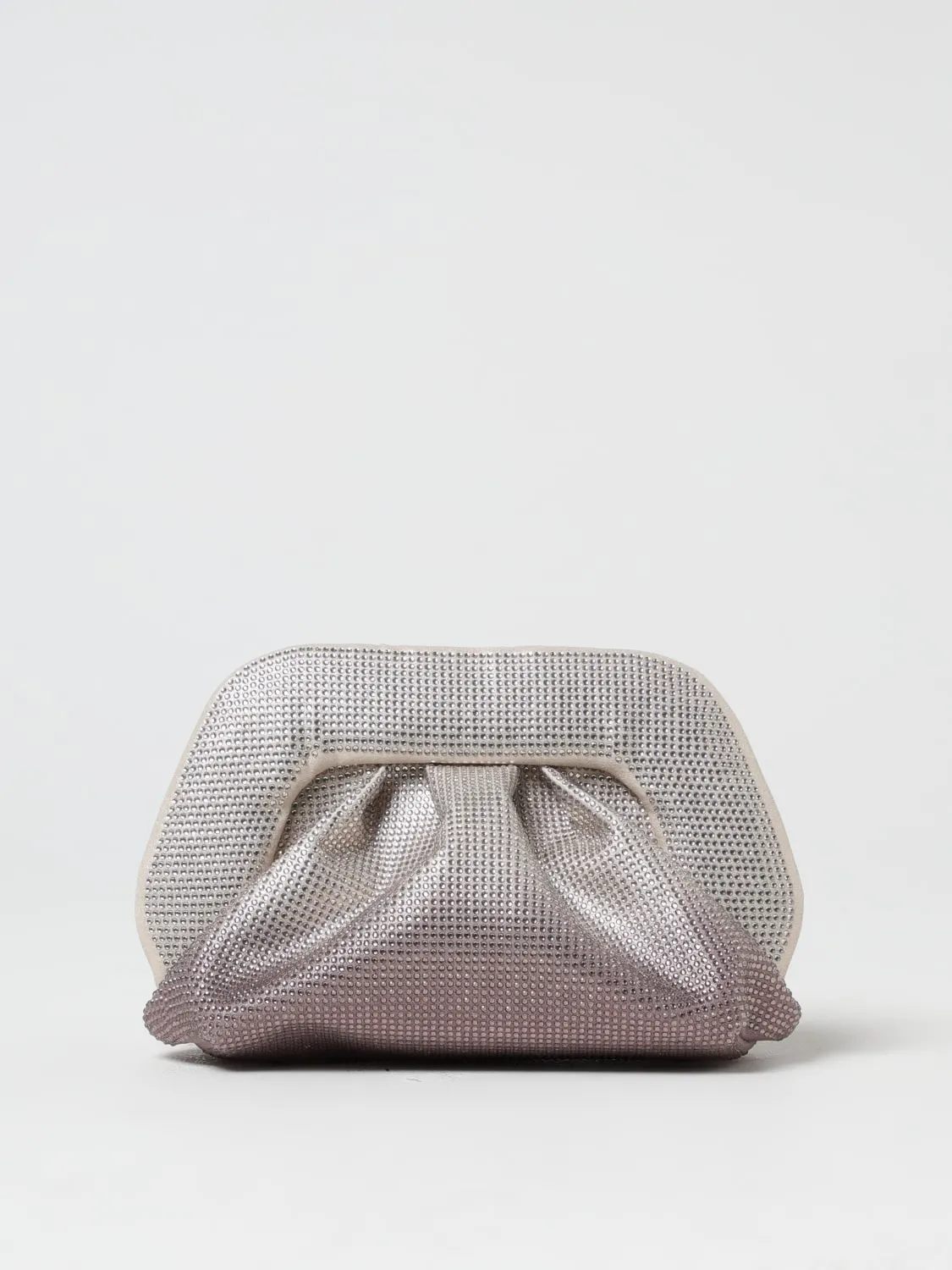 Clutch Tia Themoirè in tessuto con strass all over