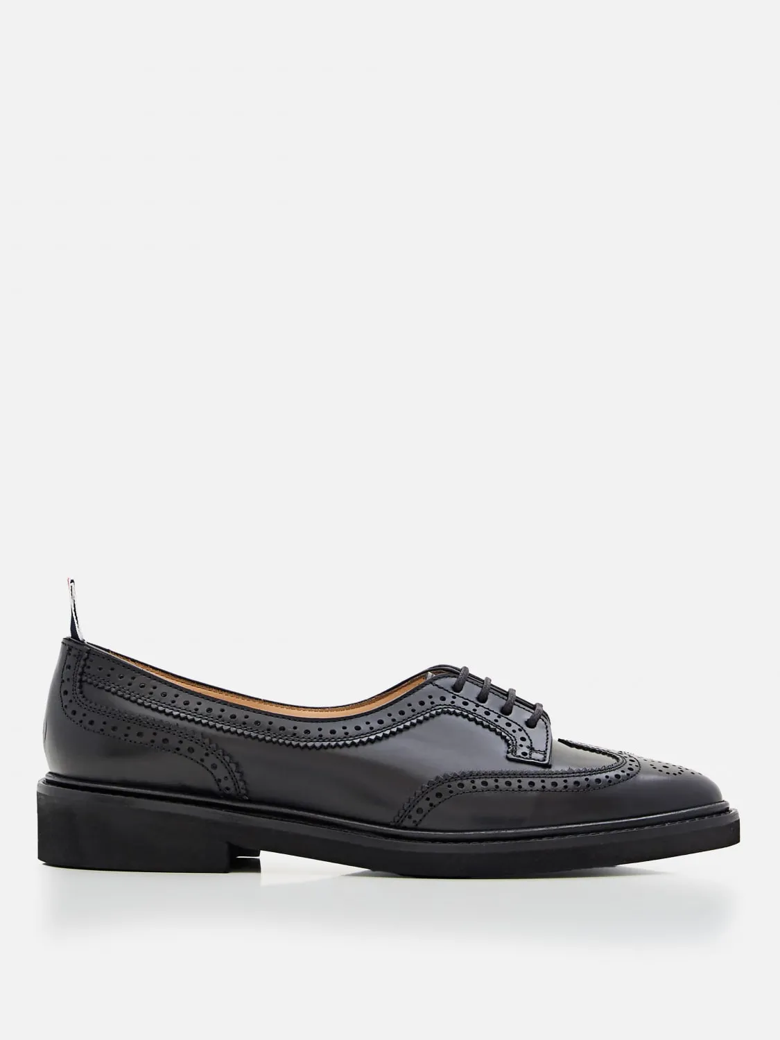 Derby Thom Browne in pelle spazzolata con motivo brogue