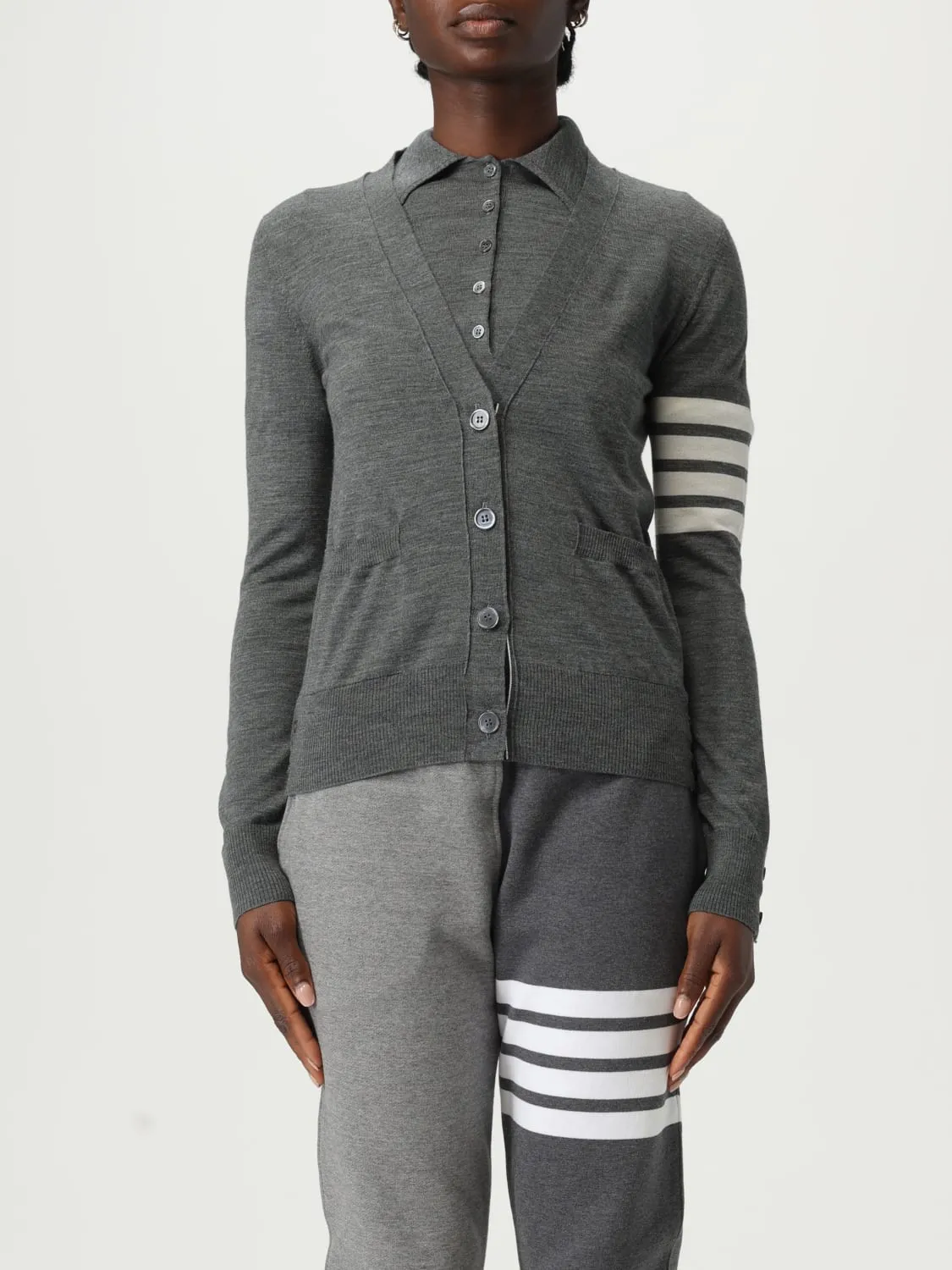 Cardigan a v in lana vergine Thom Browne