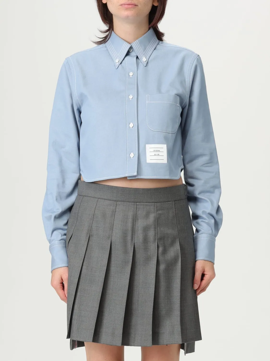 Camicia cropped Thom Browne in cotone