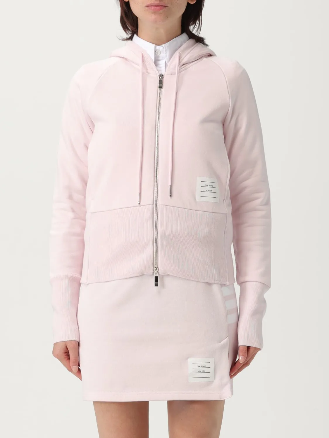 Felpa con cappuccio in cotone con logo Thom Browne