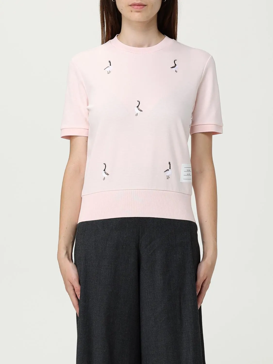 Maglia in cotone con ricami all-over Thom Browne