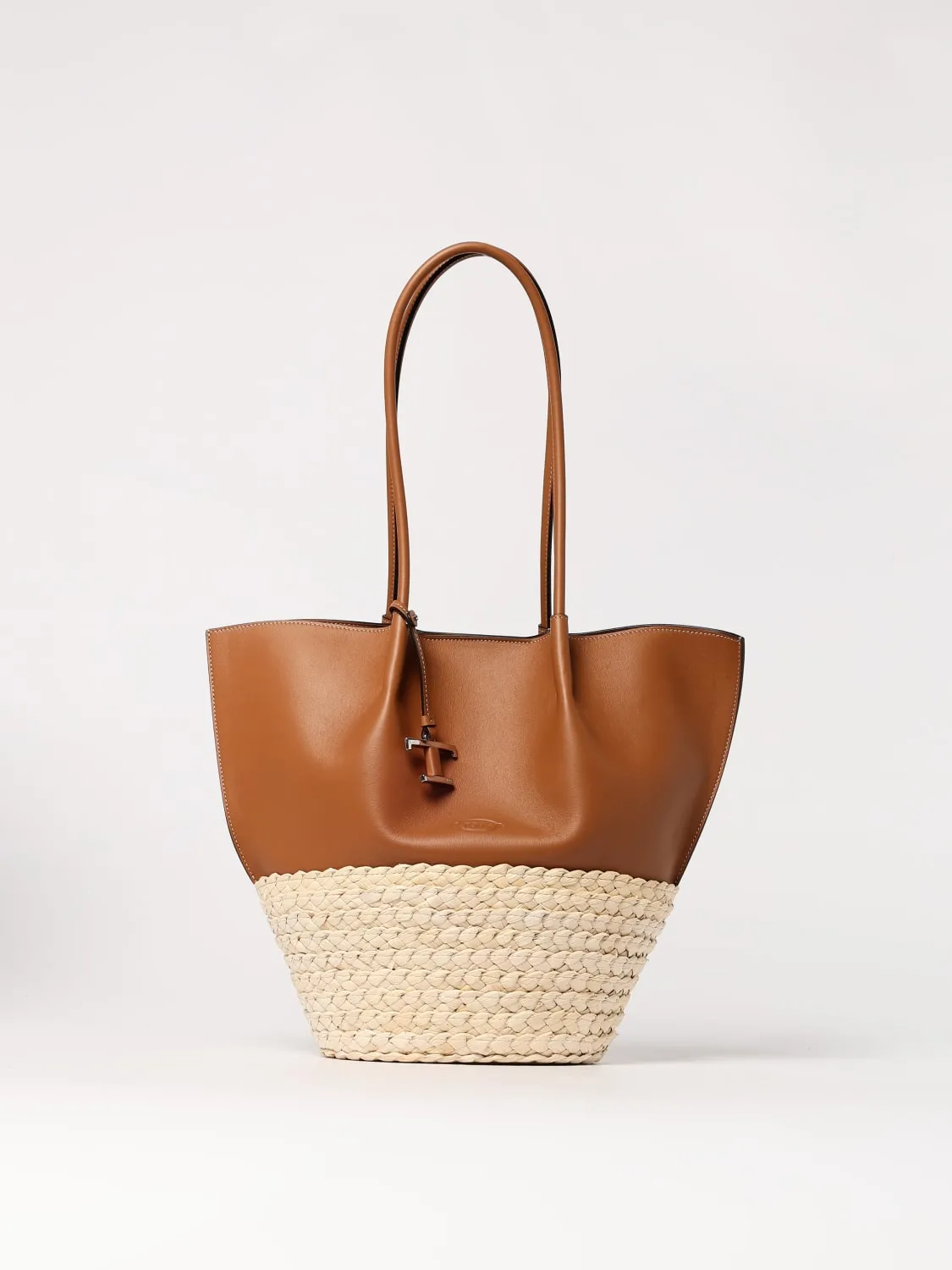 Borsa Bux Tod's in pelle e rafia intrecciata