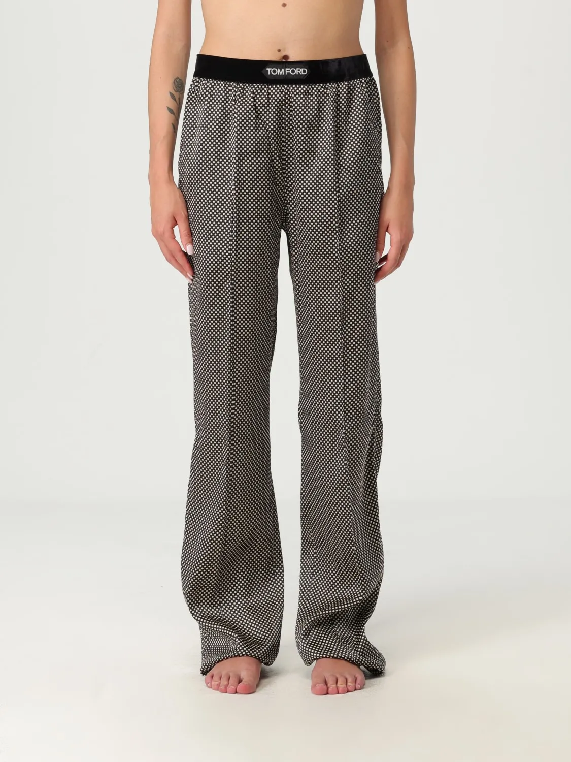 Pantalone da pigiama Tom Ford in misto seta a pois