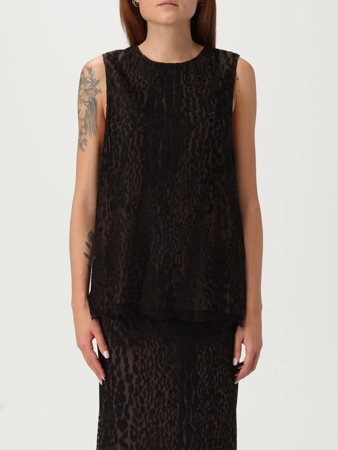 Top smanicato Tom Ford in misto viscosa con stampa animalier