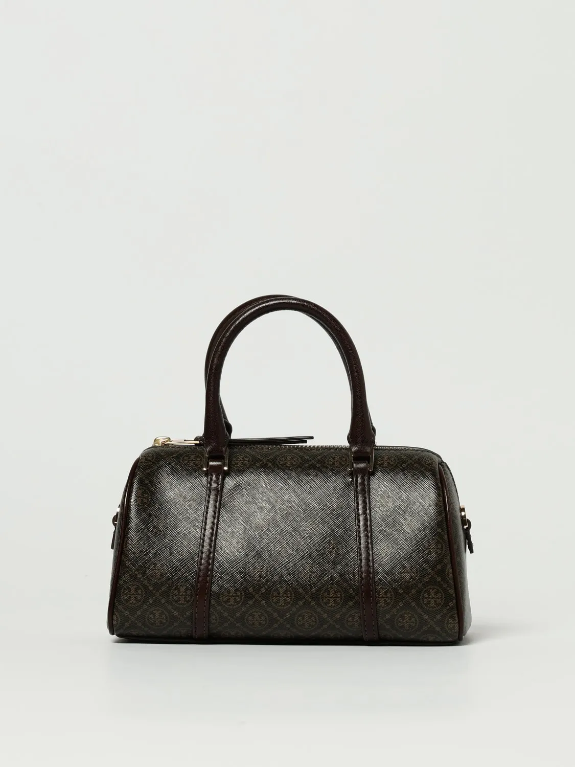 Borsa Barrel Bag Monogram Petite Tory Burch in cotone spalmato