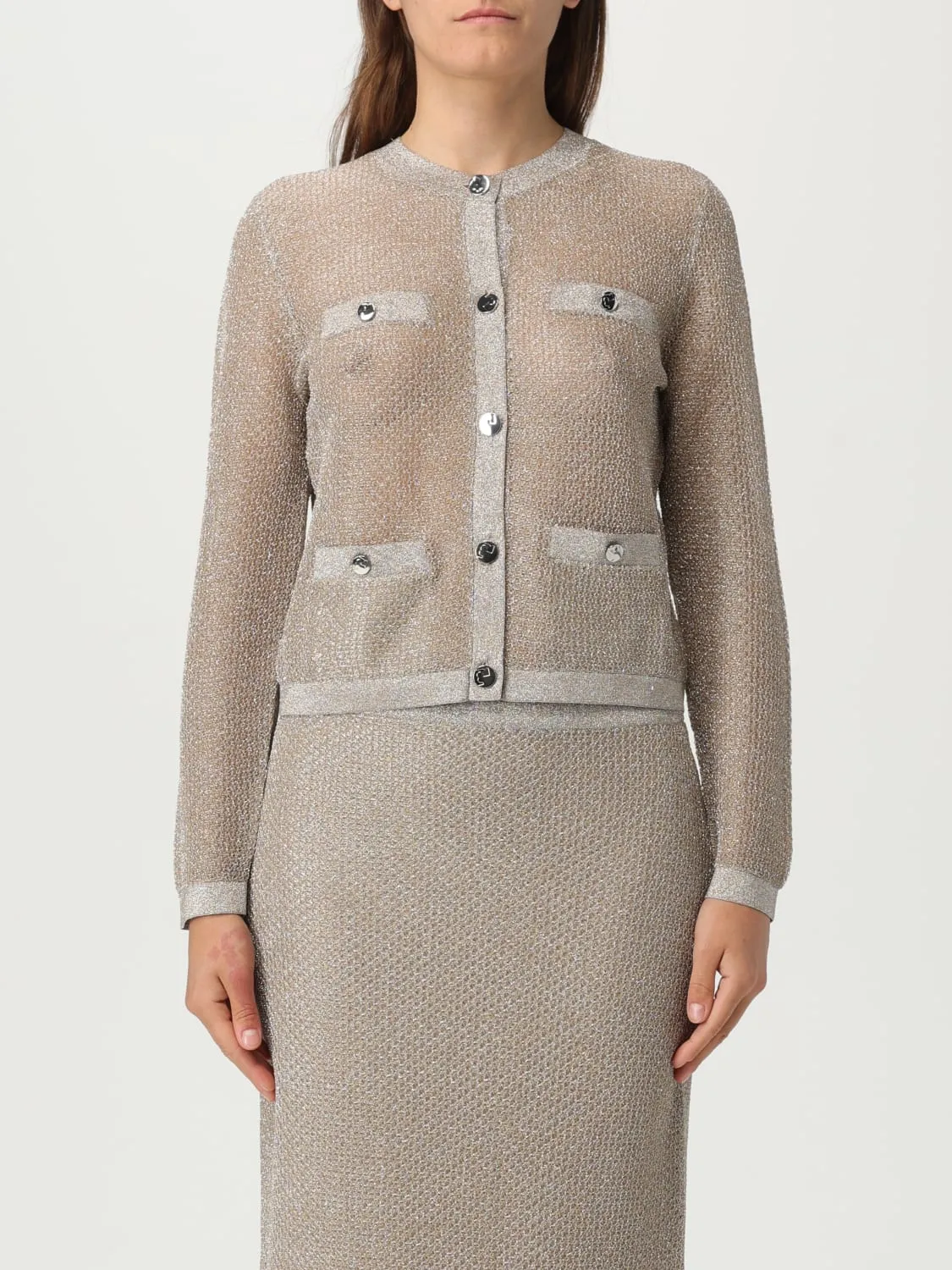 Cardigan a girocollo in lurex Tory Burch