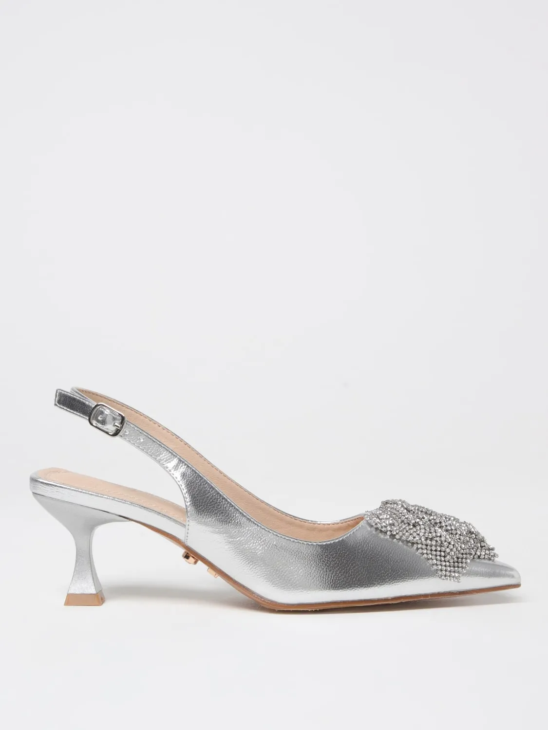 Slingback Sofia Twenty Fourhaitch in pelle laminata con fiore gioiello