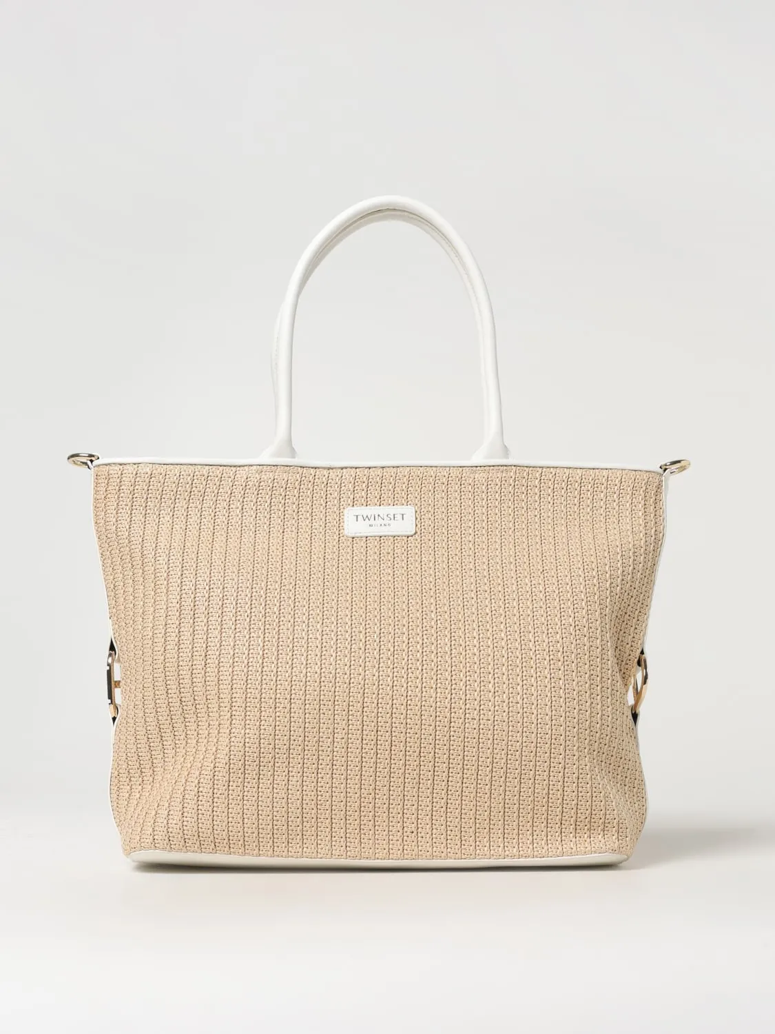Borsa Twinset in rafia e pelle sintetica