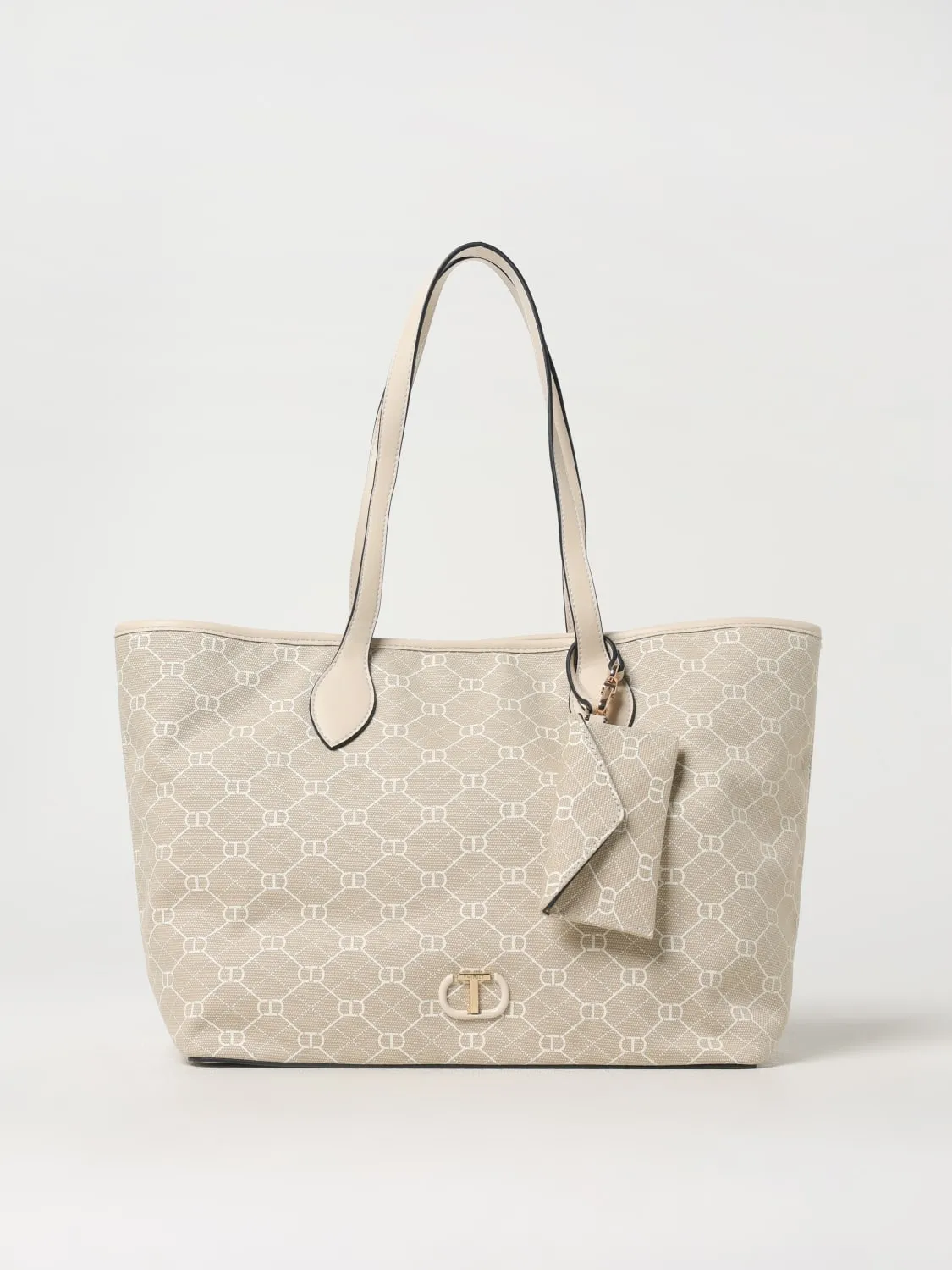 Borsa Oval T Twinset in cotone e pelle sintetica