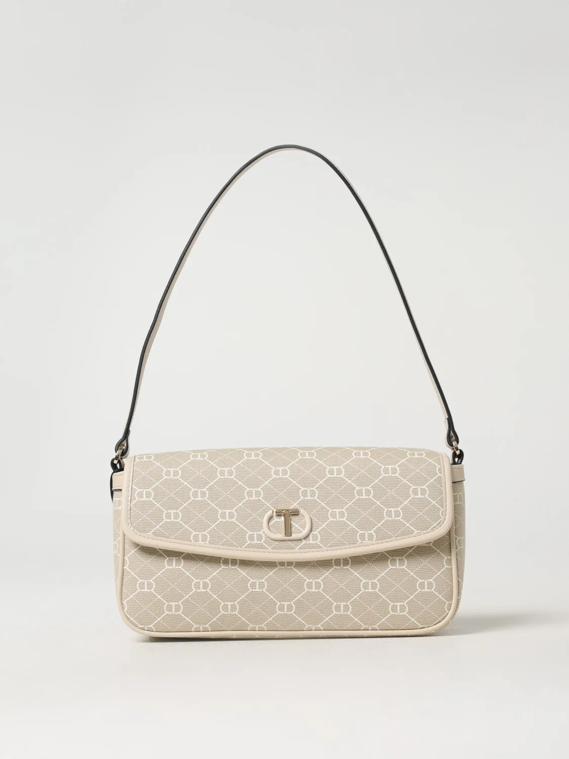 Borsa Oval T Twinset in canvas con monogram all over