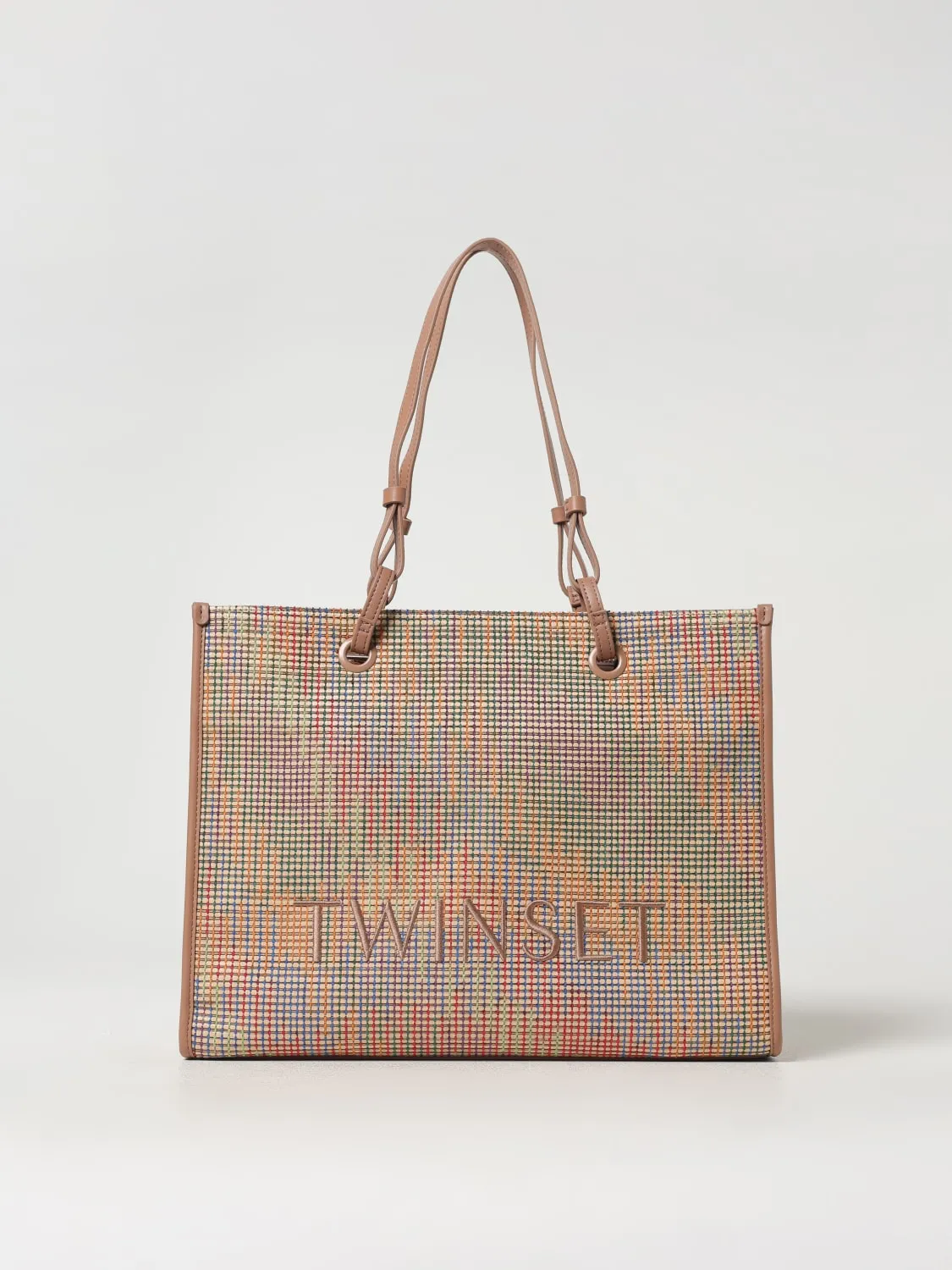Borsa Twinset in canvas a trama grossa multicolor