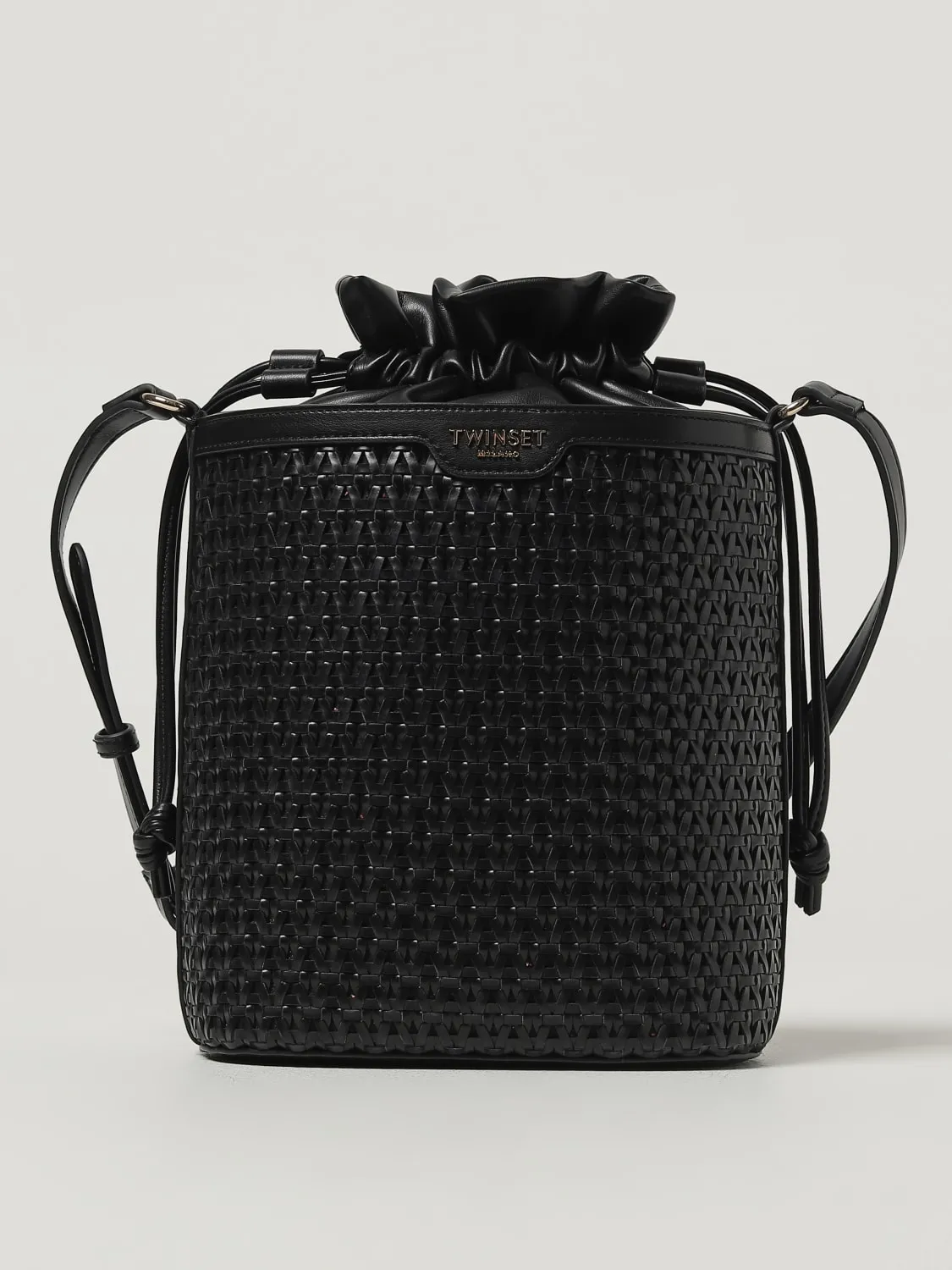 Borsa a secchiello Twinset in pelle sintetica intrecciata