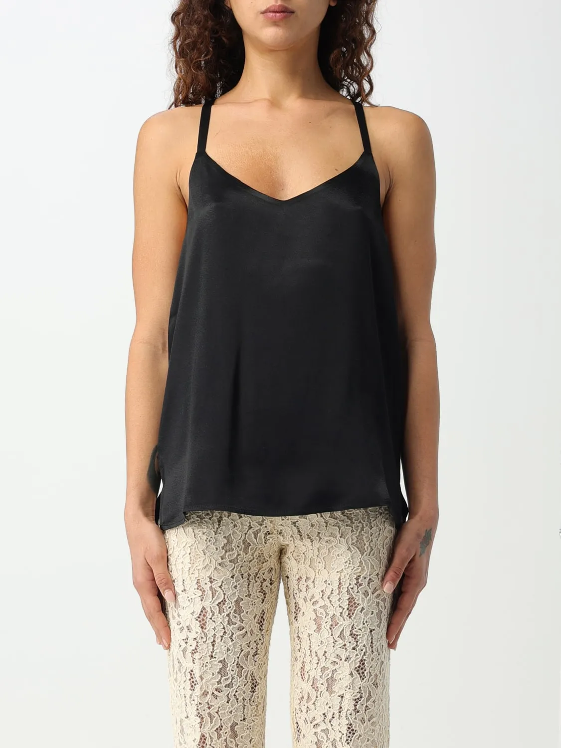 Top Twinset in raso con logo