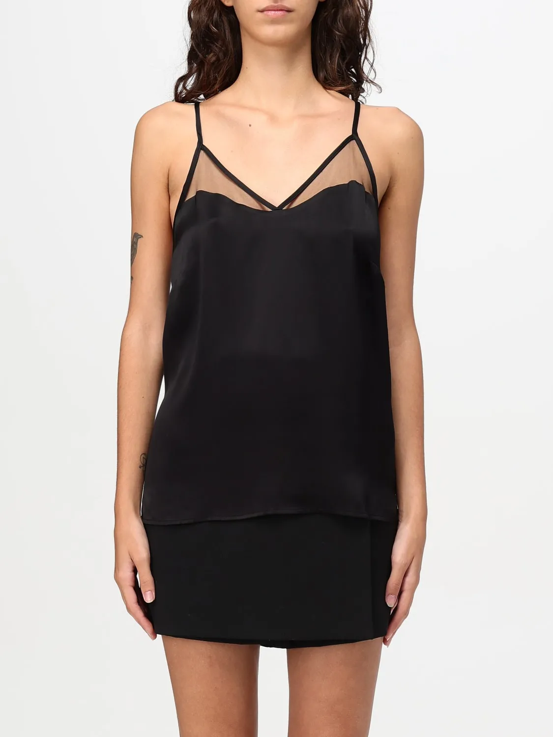 Top Twinset in raso e tulle