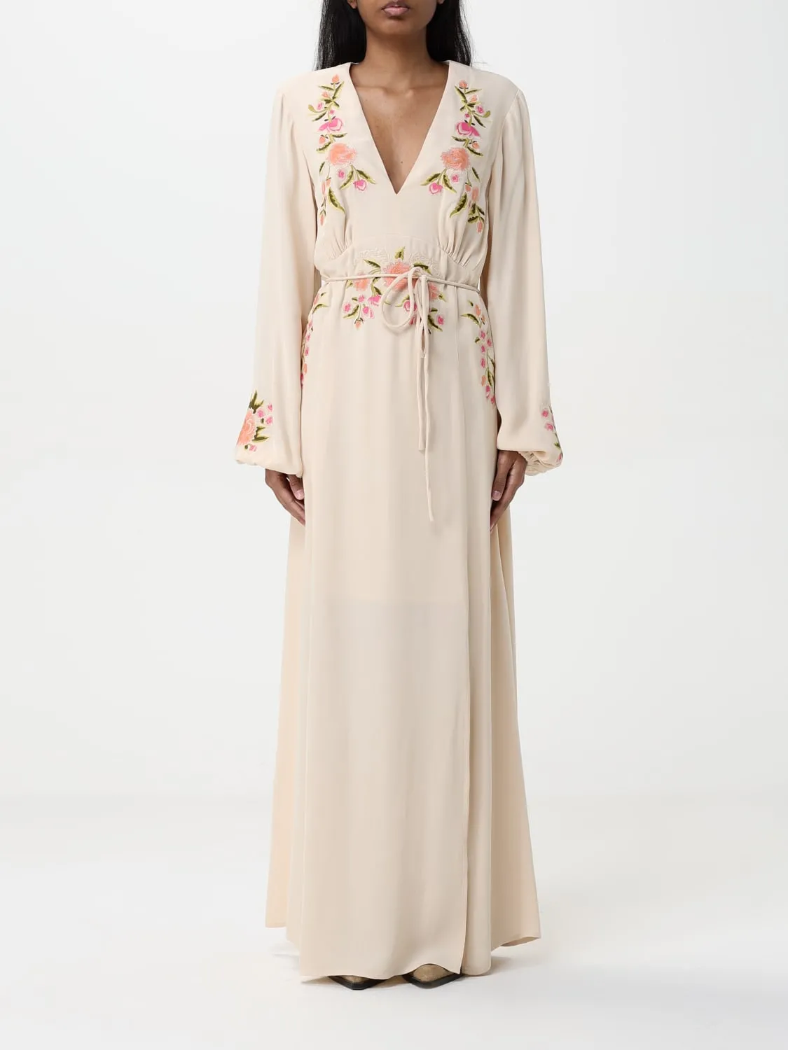 Abito Twinset in viscosa con ricami floreali