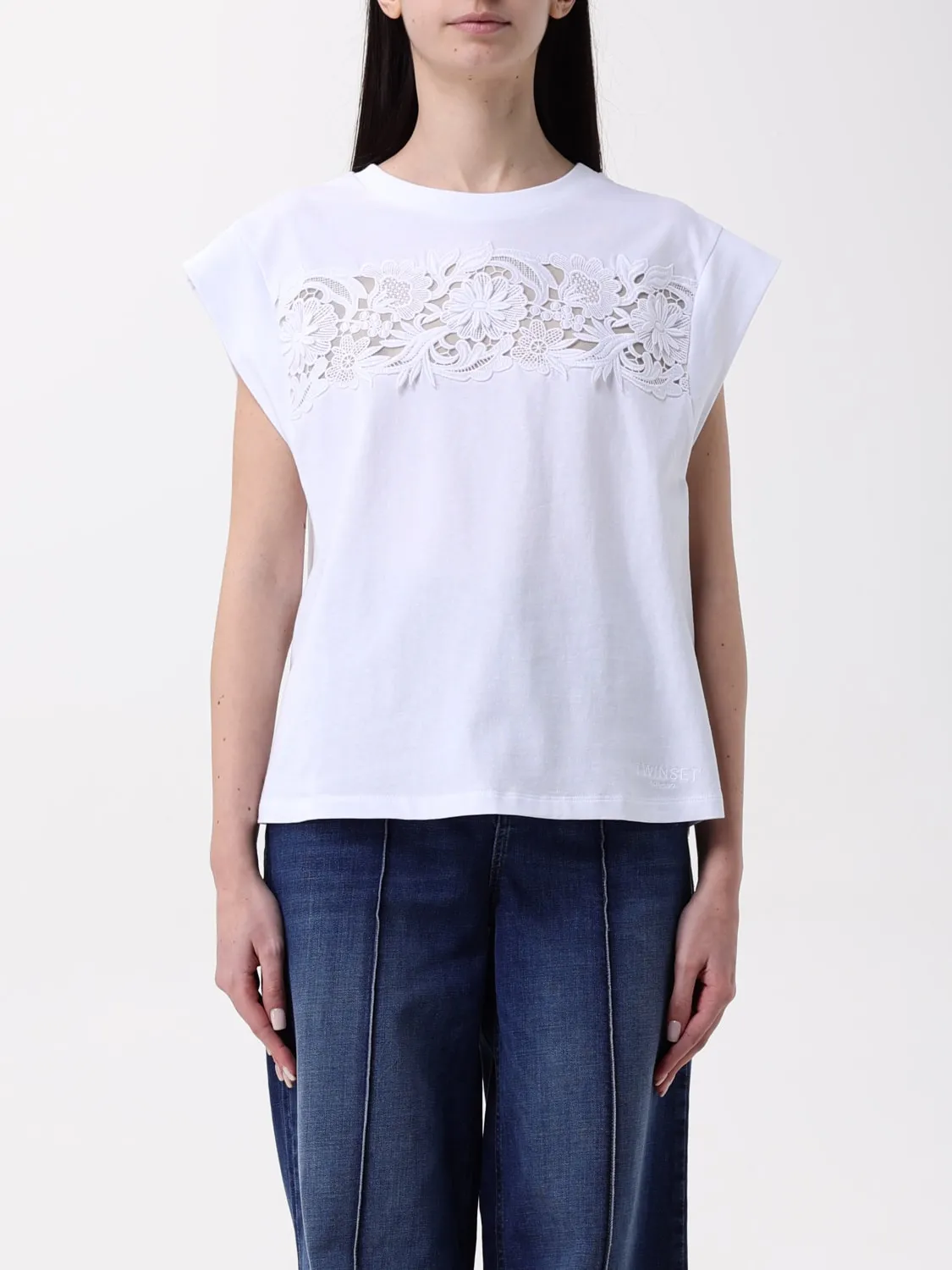 Canotta Twinset in cotone con inserto