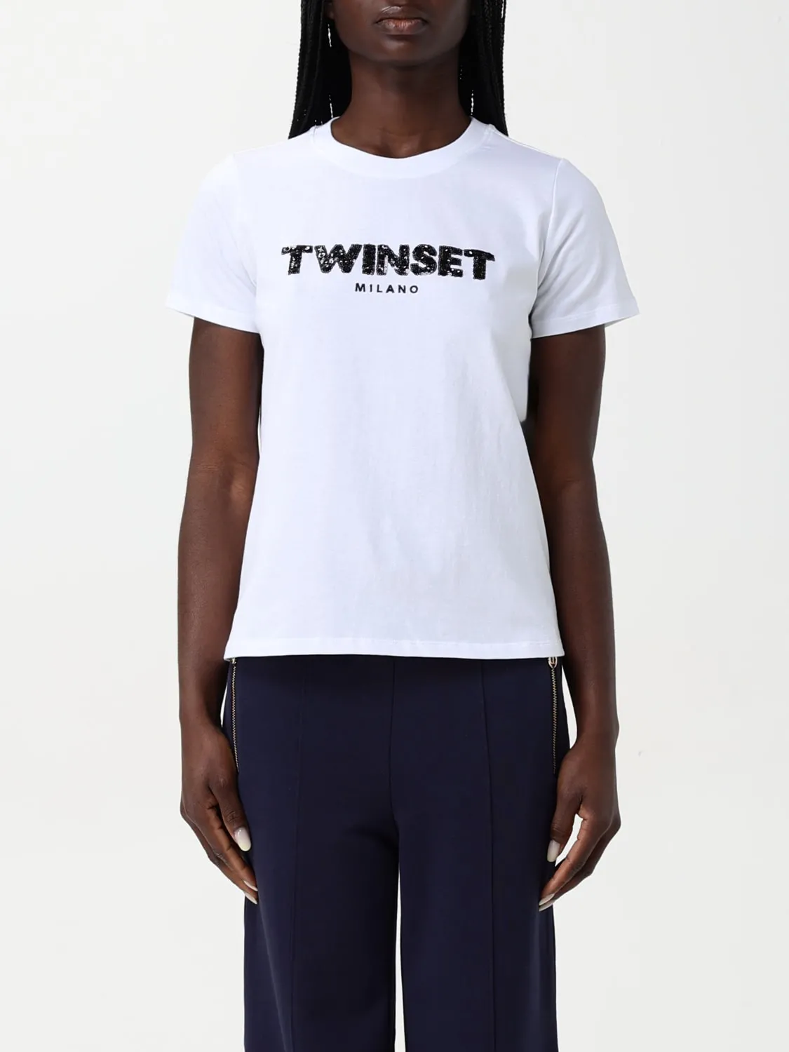 T-shirt Twinset in cotone con logo gioiello