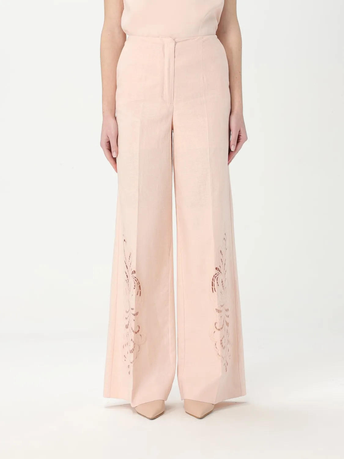 Pantalone Twinset in misto lino con ricami