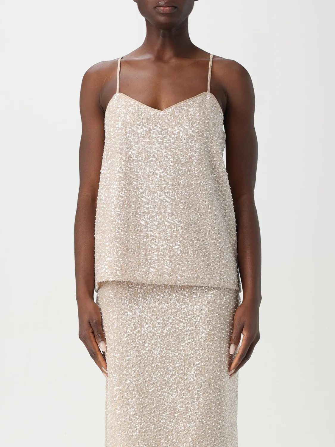 Top Twinset in tessuto paillettato