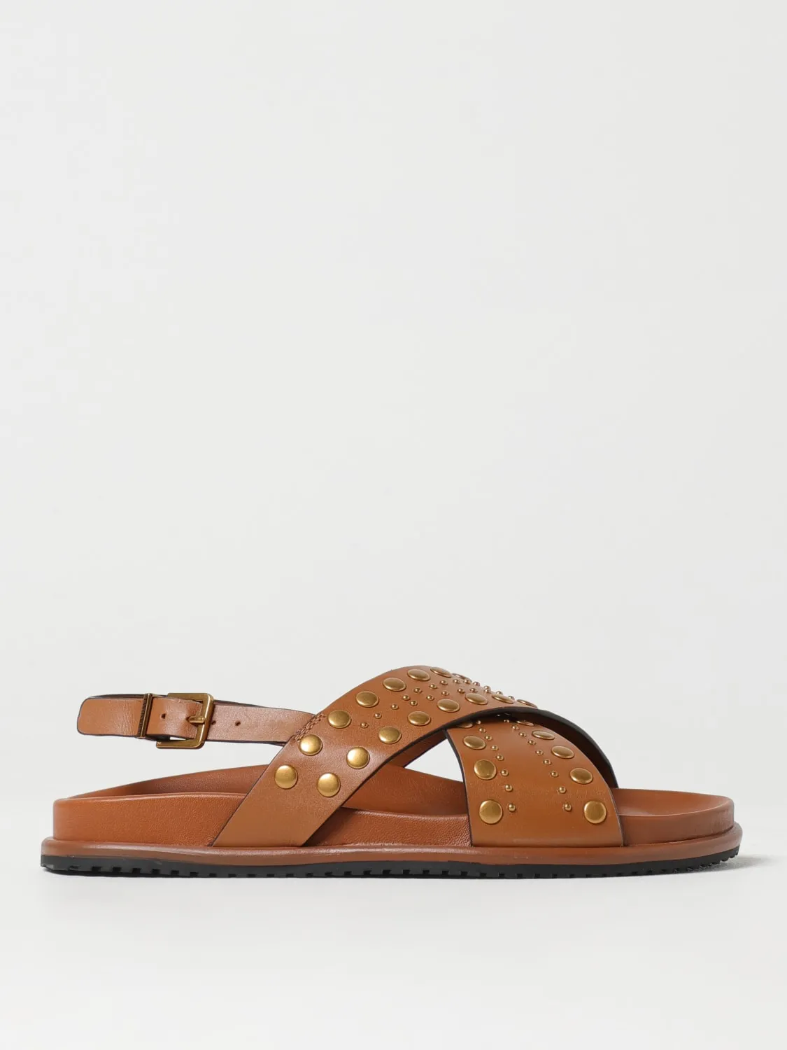 Sandalo Oval T Twinset in pelle con borchie