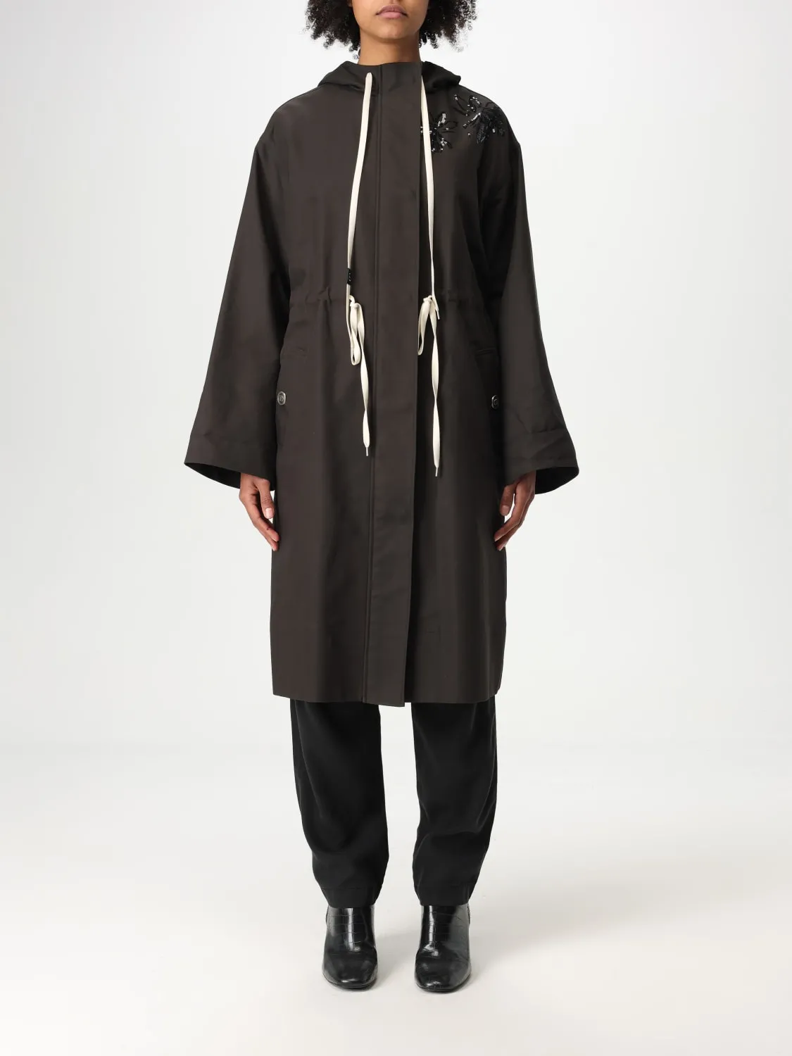 Parka Twinset in cotone con dettaglio paillettes