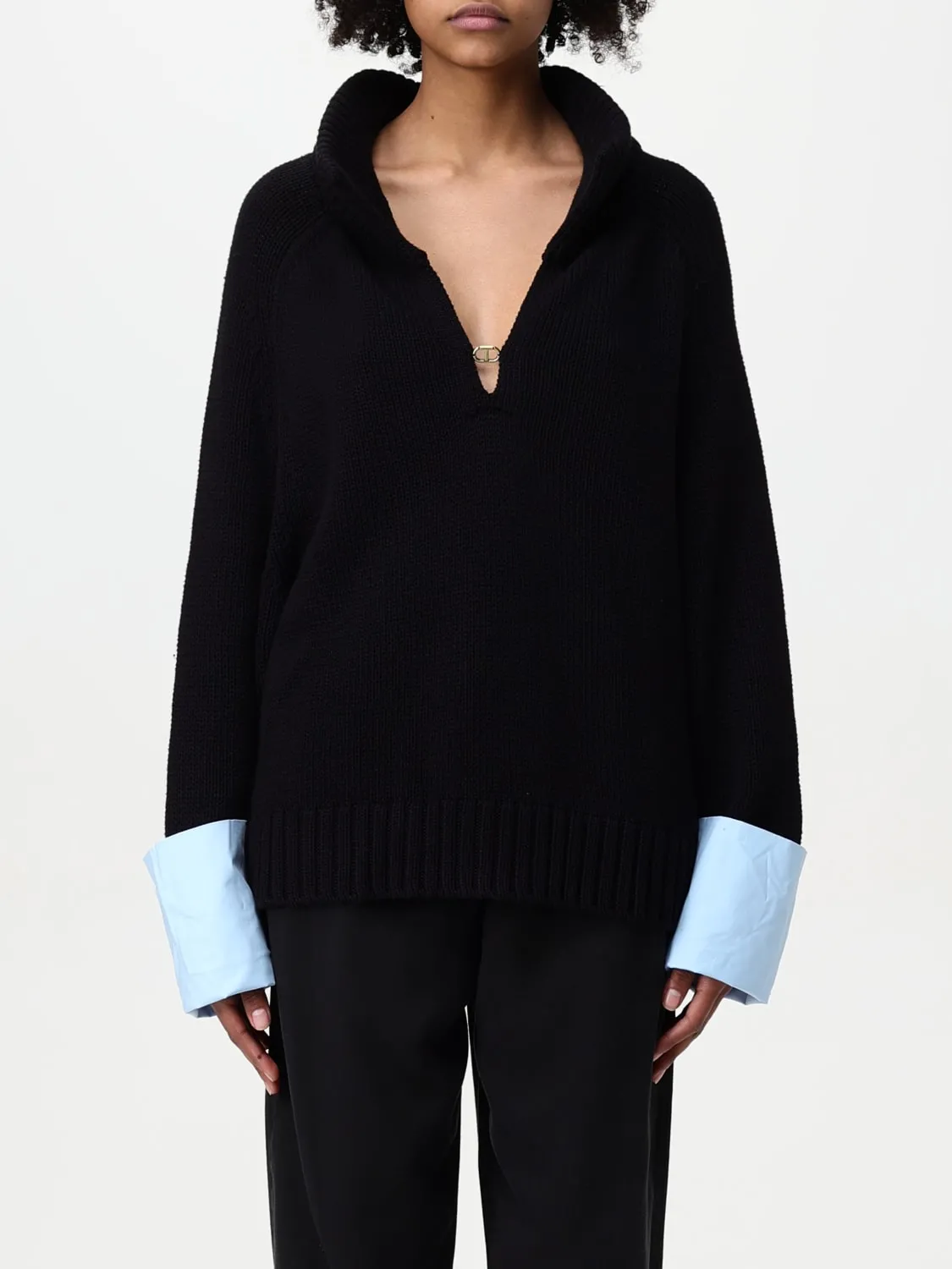 Pullover Twinset in maglia con cappuccio