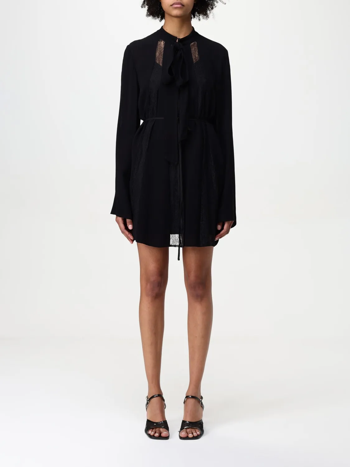 Abito Twinset in crêpe con inserti in pizzo