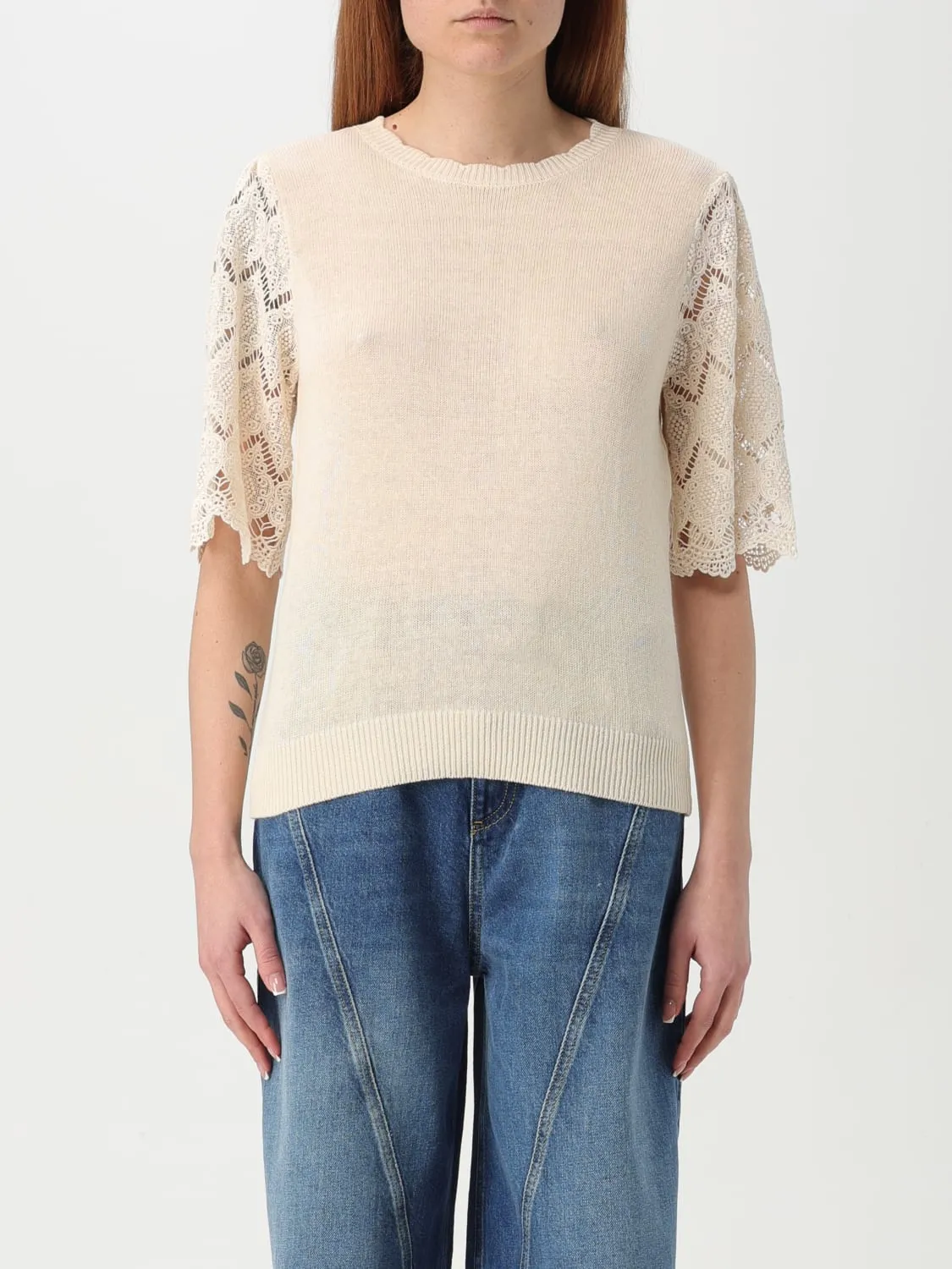 Blusa con maniche ricamate Twinset