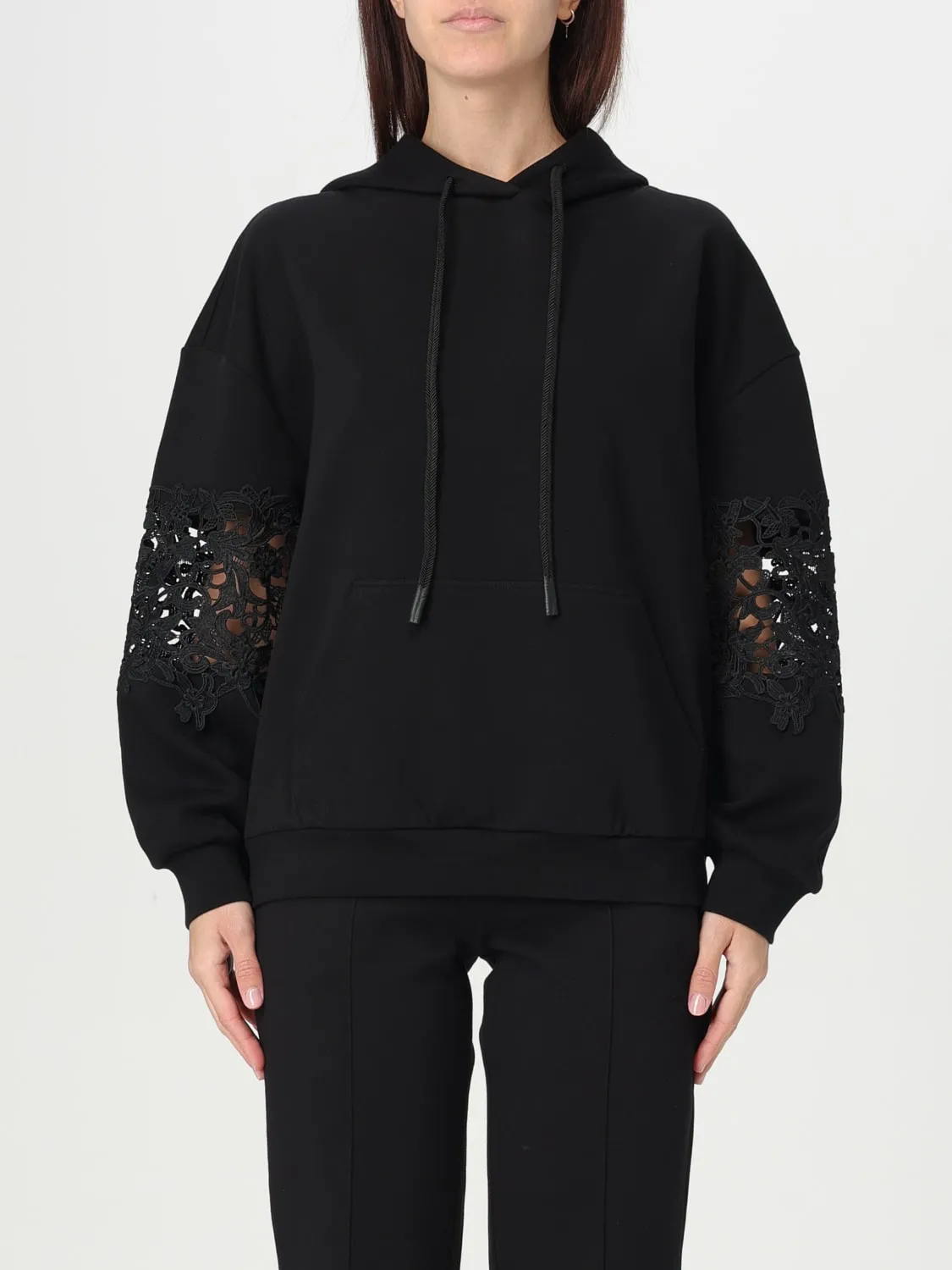 Felpa con cappuccio Twinset con ricami