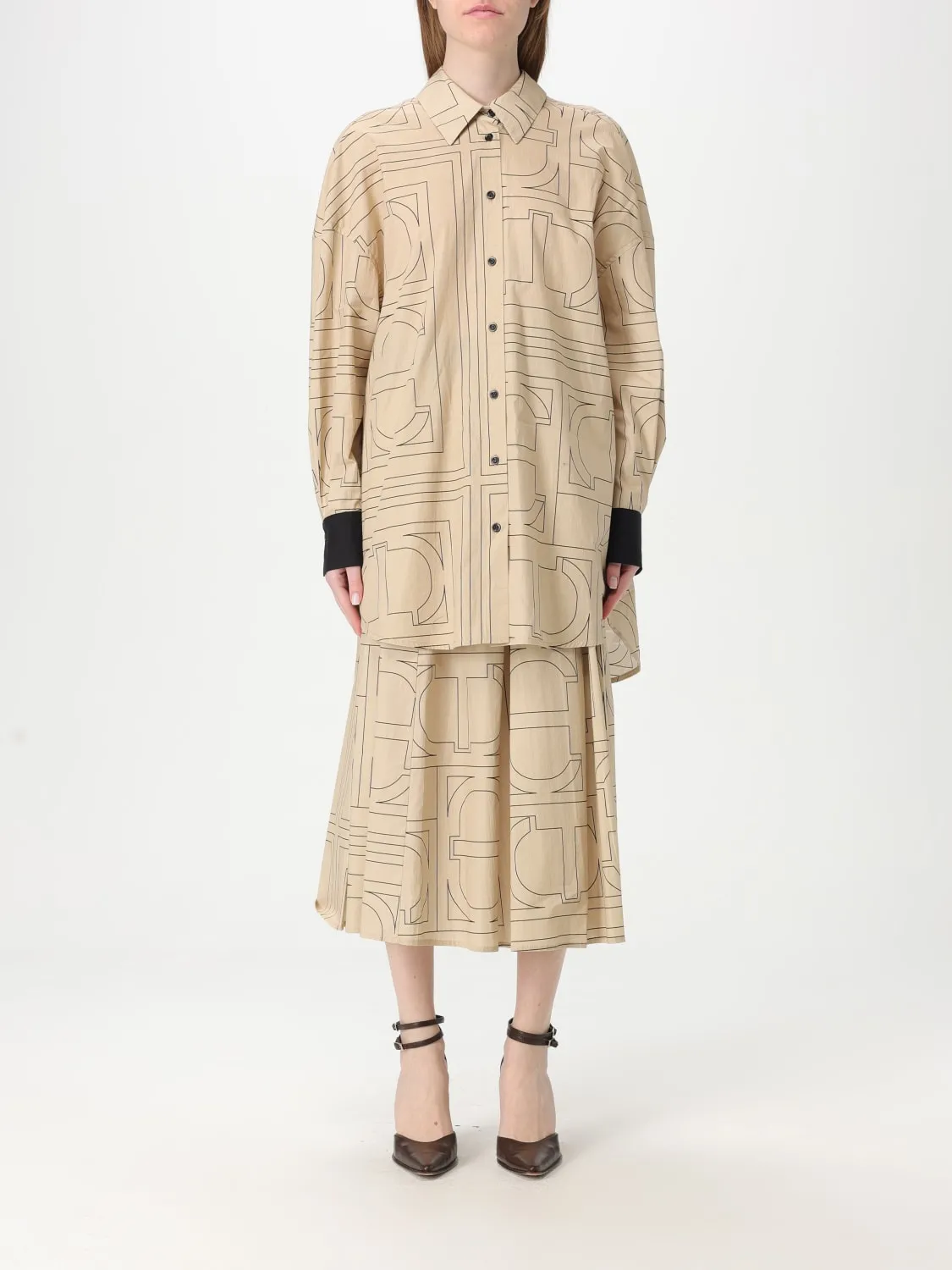 Camicia Twinset in cotone con stampa monogram