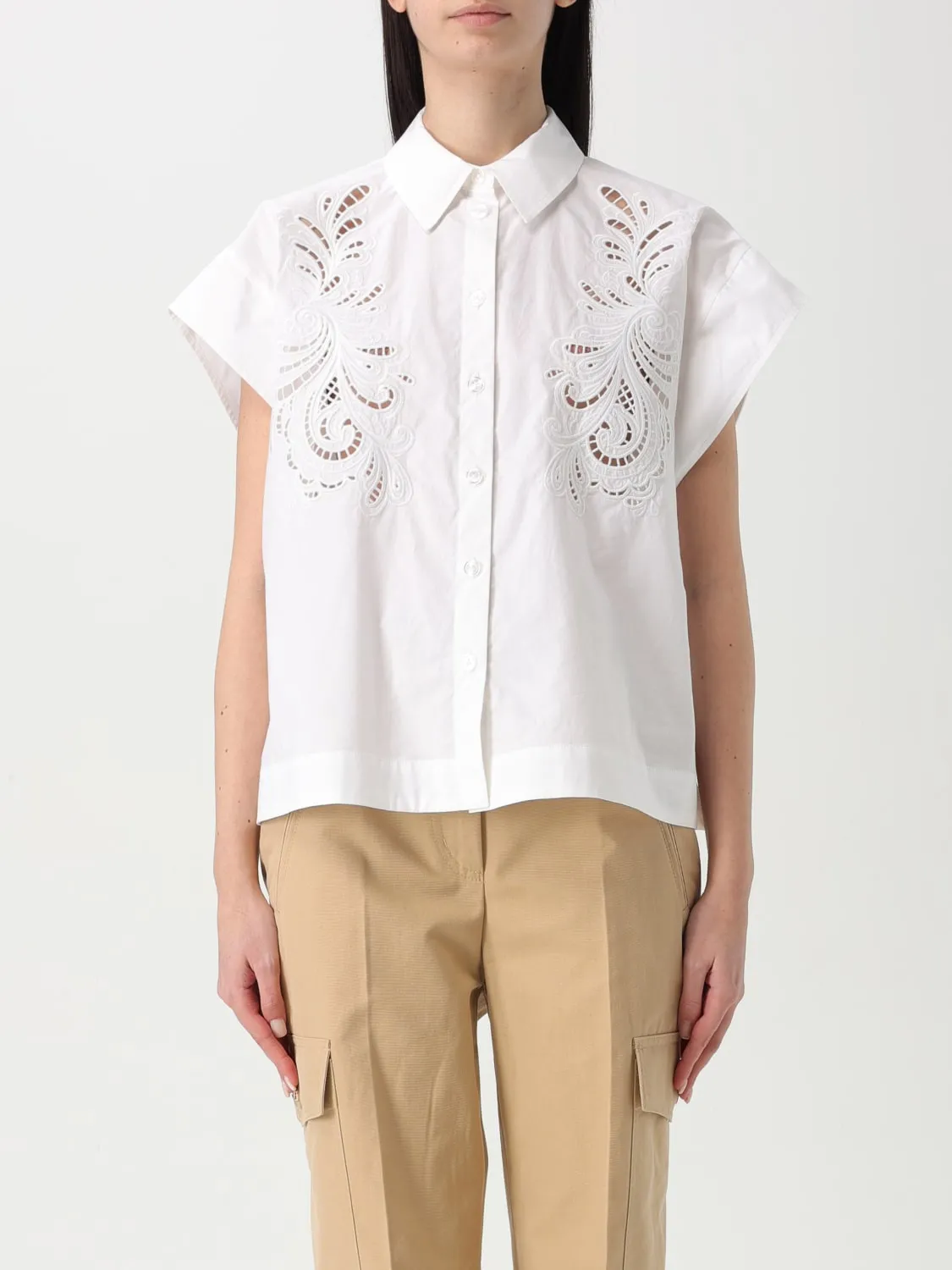 Camicia Twinset in cotone con ricami