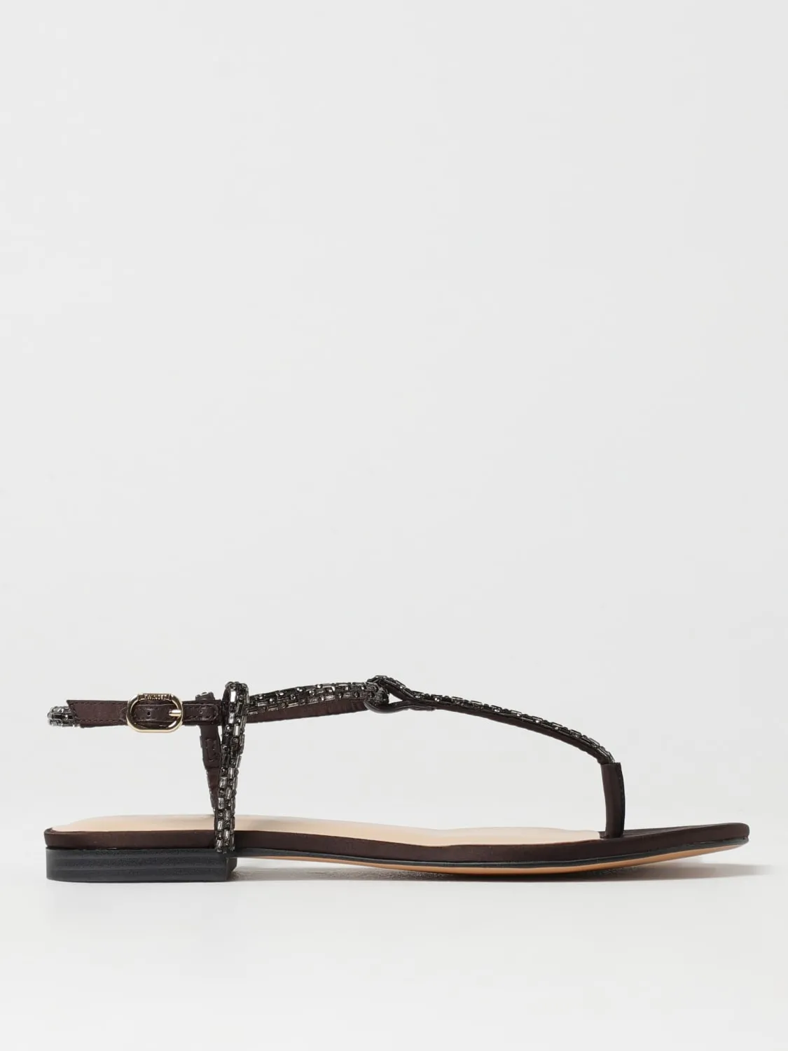 Sandalo Twinset in raso con strass applicati