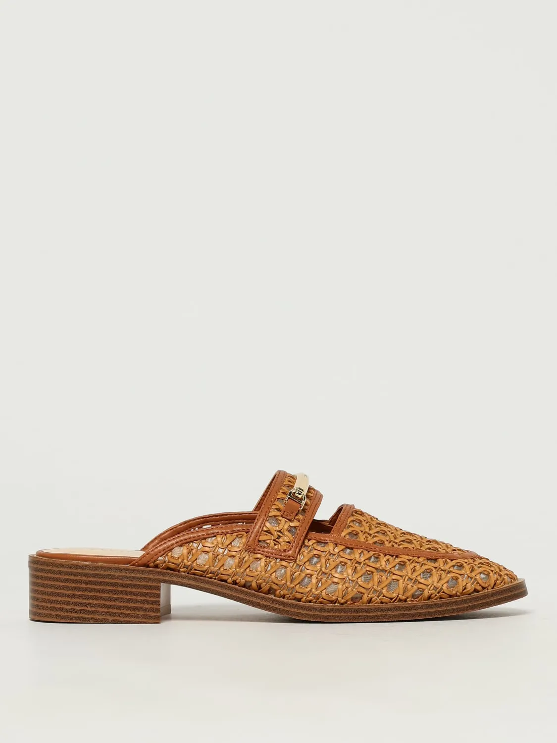 Mules Twinset in rafia e pelle sintetica