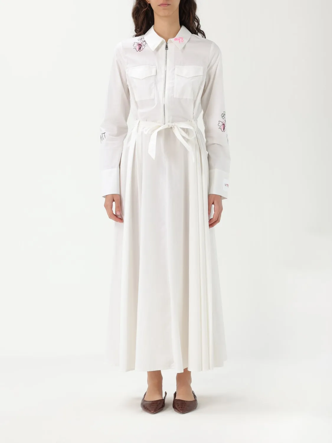 Abito chemisier Twinset Actitude in cotone con ricamo