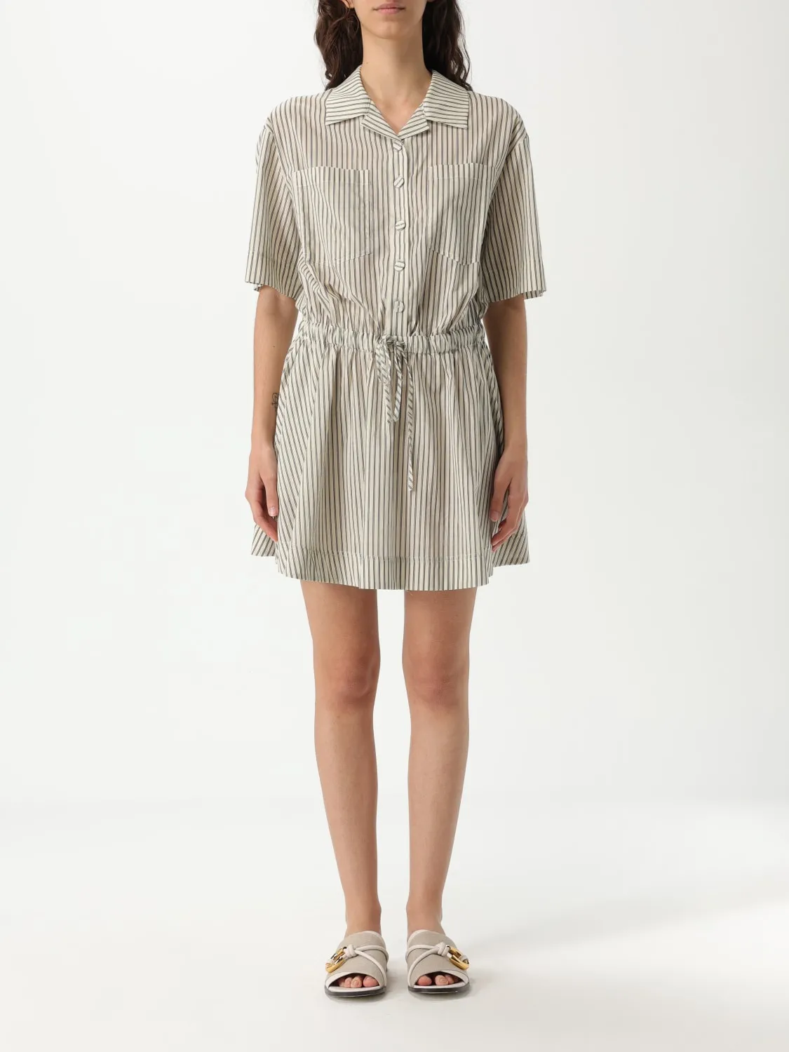 Abito chemisier Twinset Actitude in cotone a righe