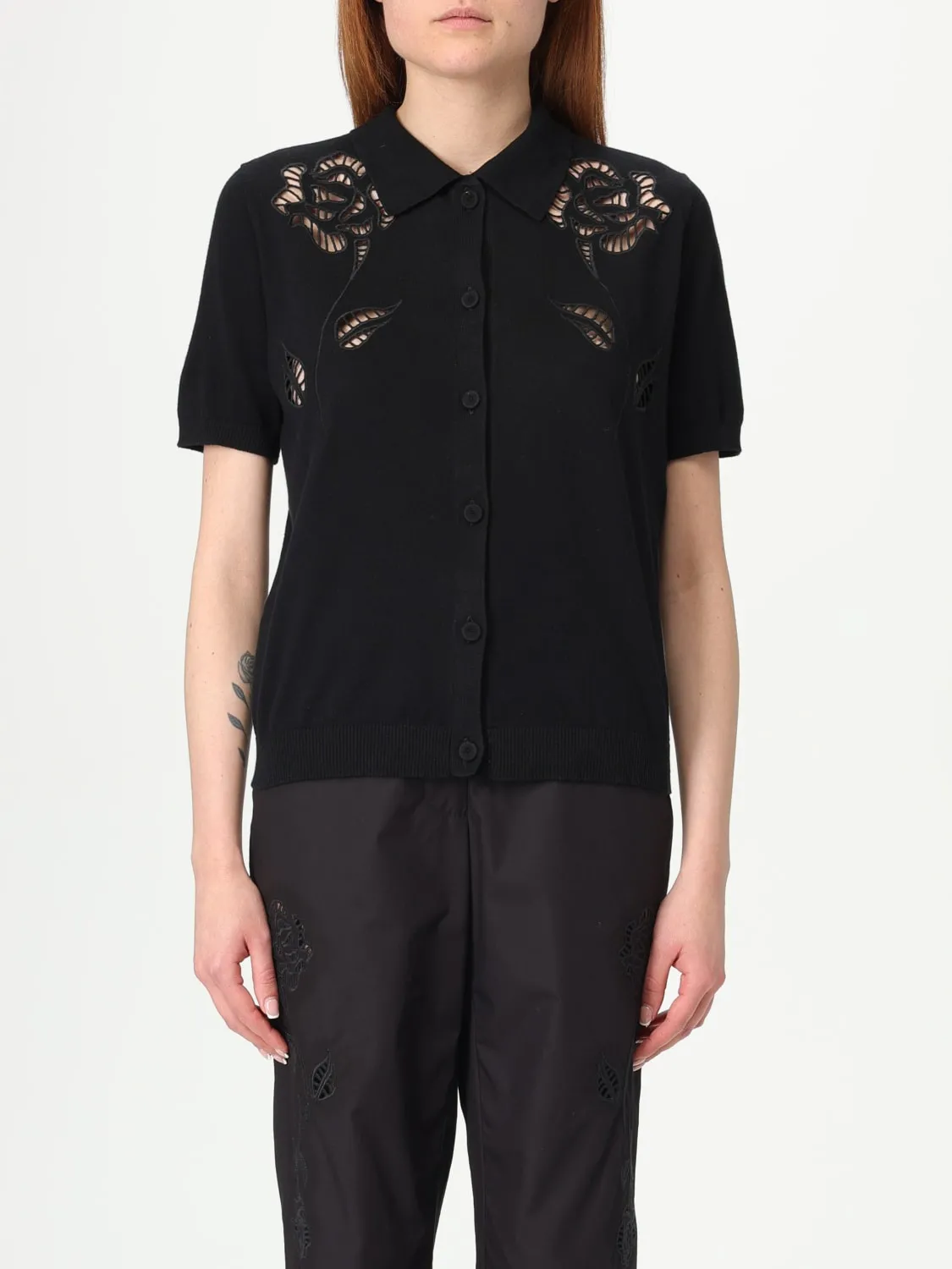 Camicia Twinset Actitude in maglia con inserti ricamati