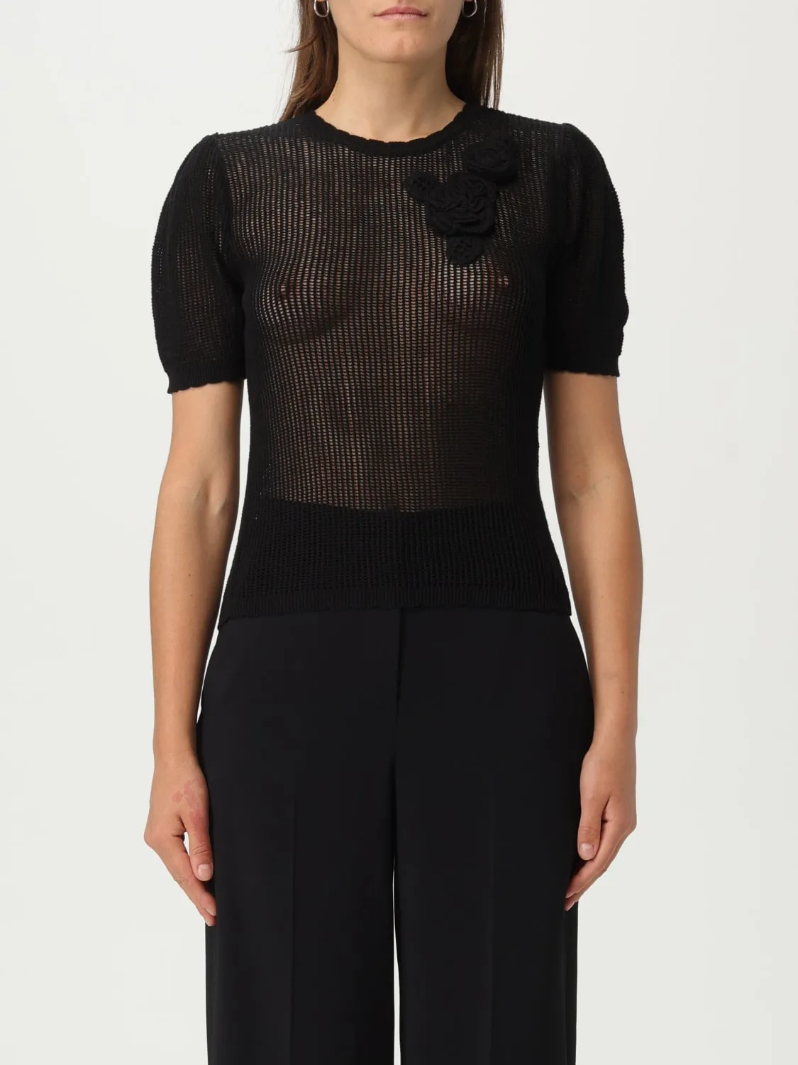 Top in maglia Twinset Actitude con fiori applicati