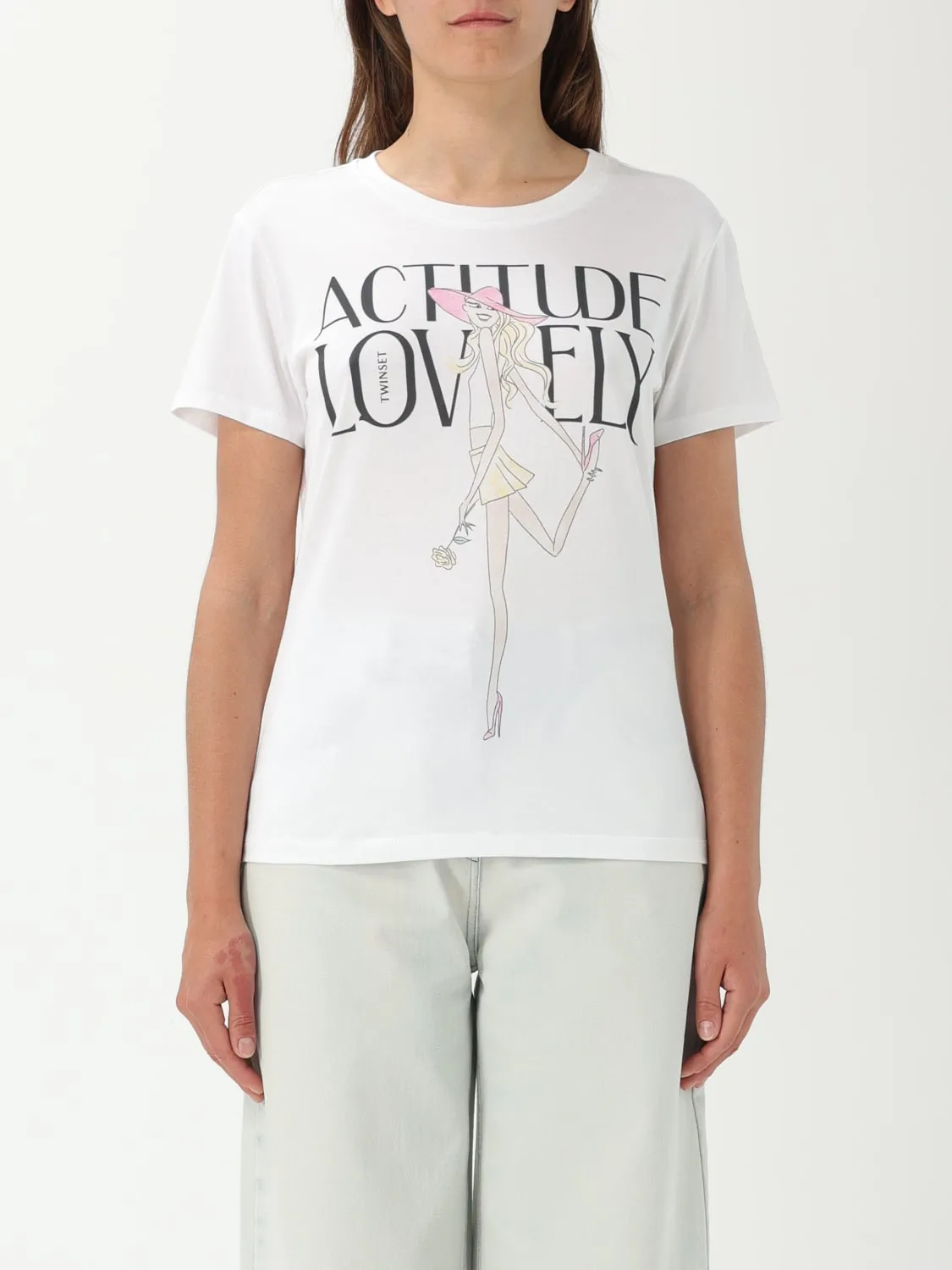 T-shirt Twinset- Actitude in cotone con logo