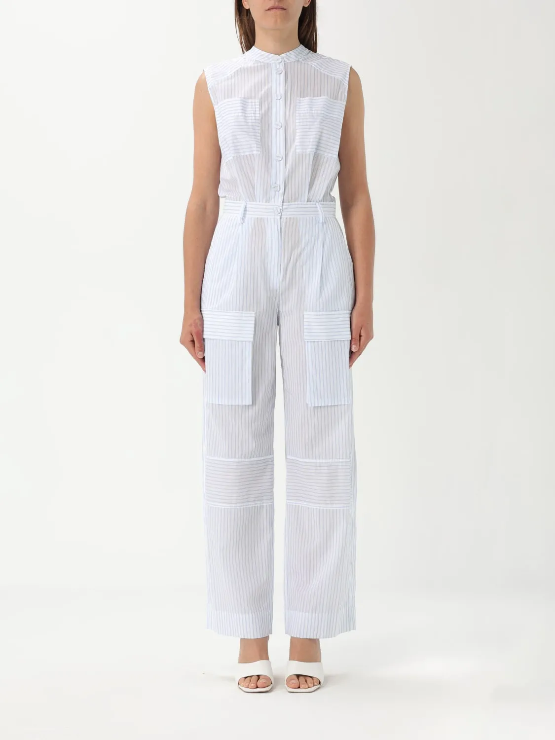 Tuta cargo Twinset Actitude in cotone a righe