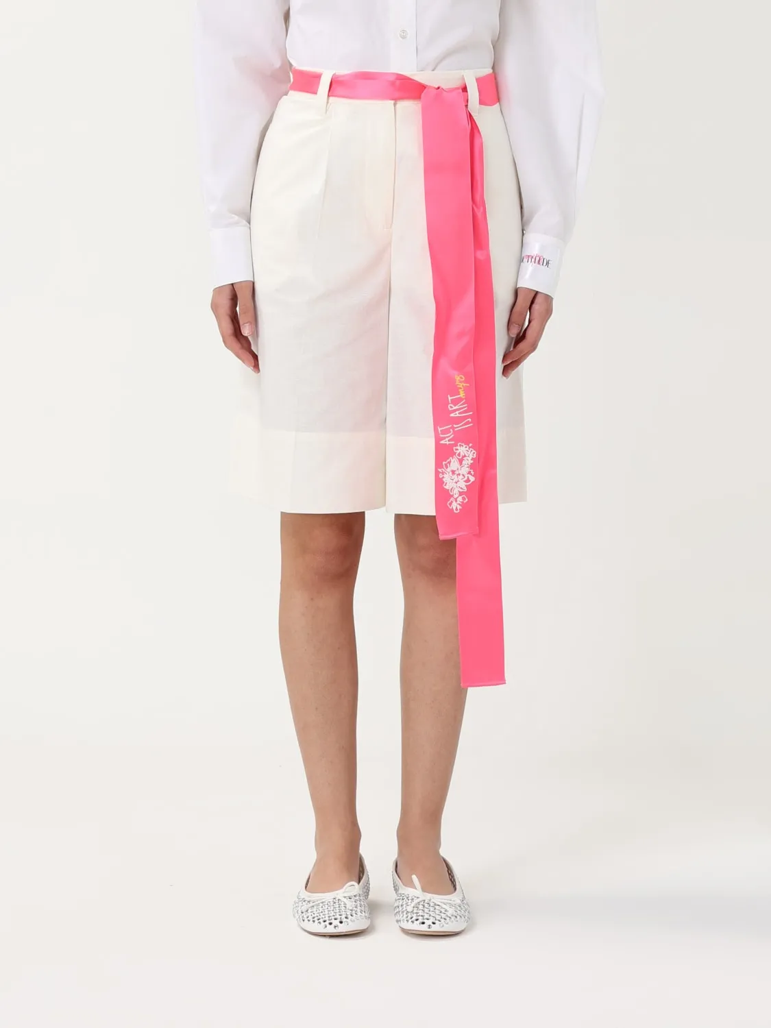 Pantaloncino Twinset Actitude in cotone e lino