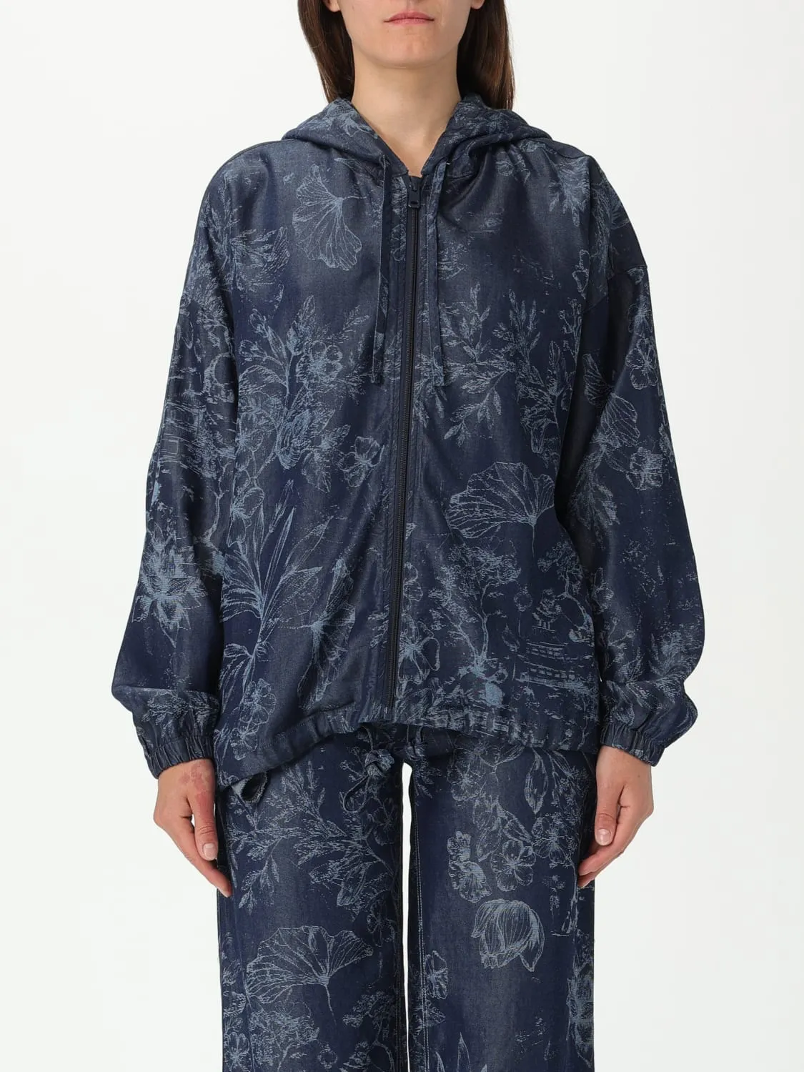 Bomber con cappuccio Twinset Actitude in tessuto tecnico