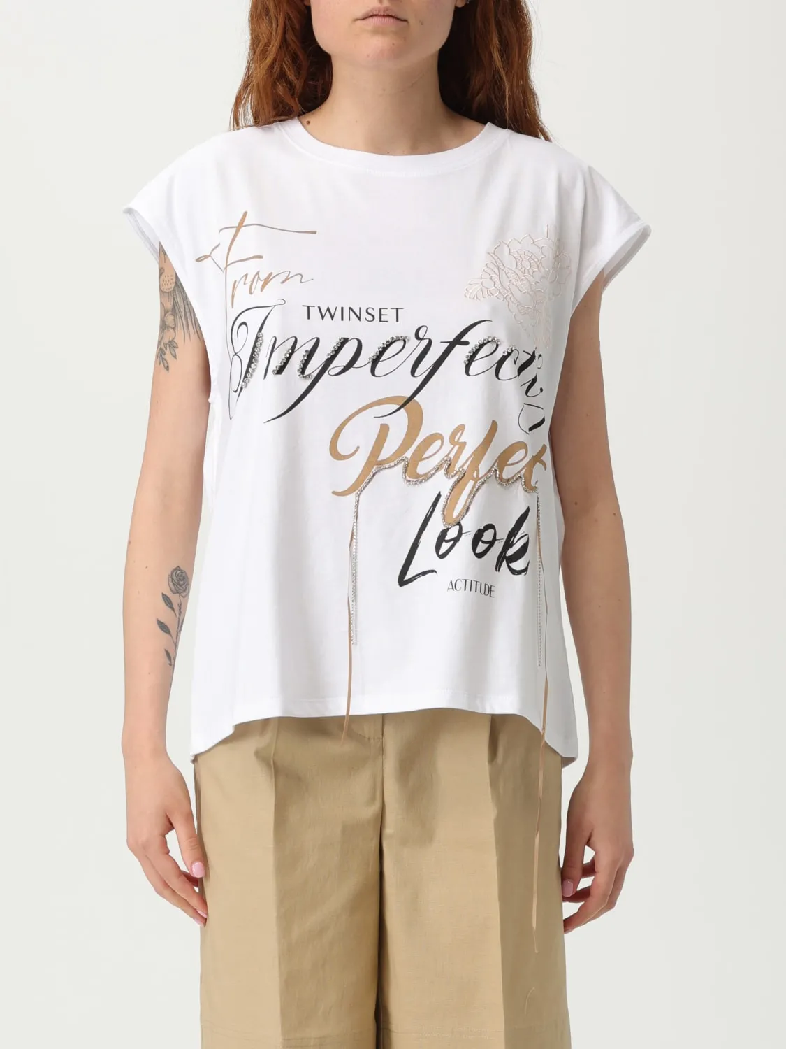 T-shirt Twinset Actitude in cotone con stampa logo