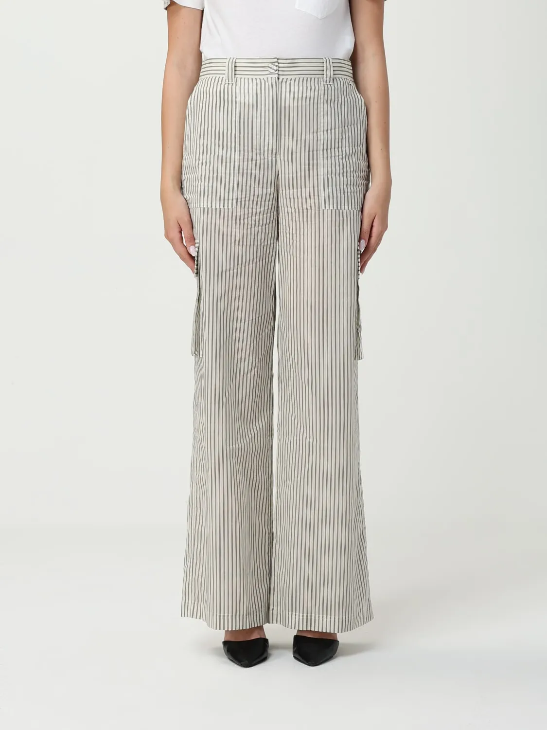 Pantalone in cotone a righe Twinset Actitude