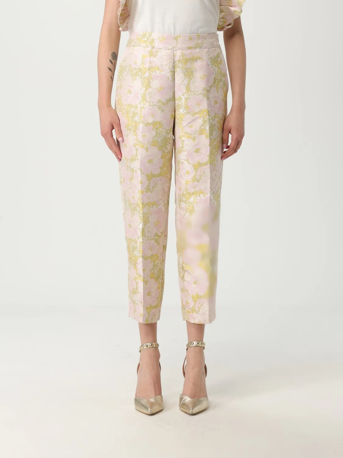 Pantalone Twinset Actitude in raso con stampa floreale