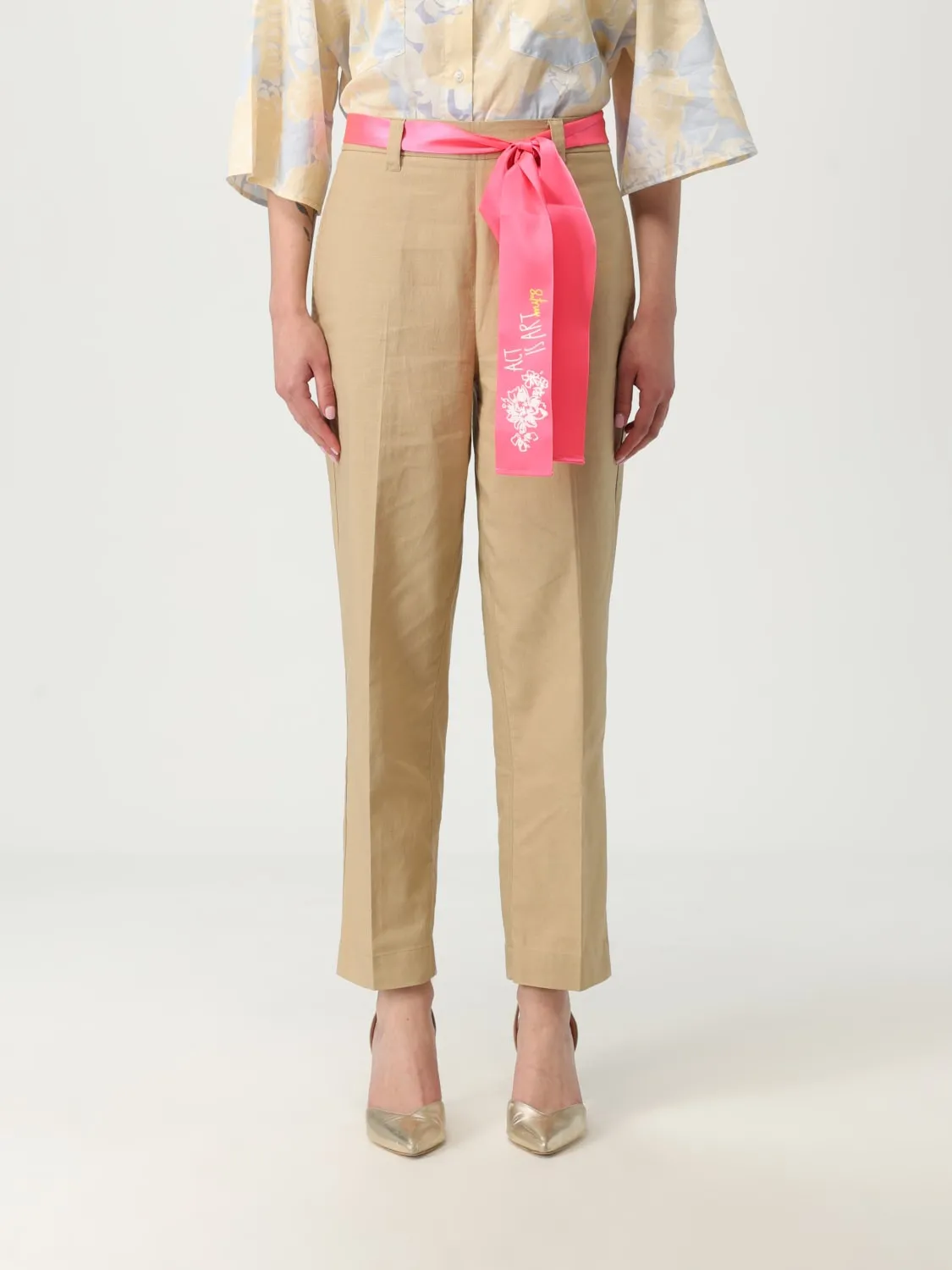 Pantalone Twinset Actitude in cotone e lino